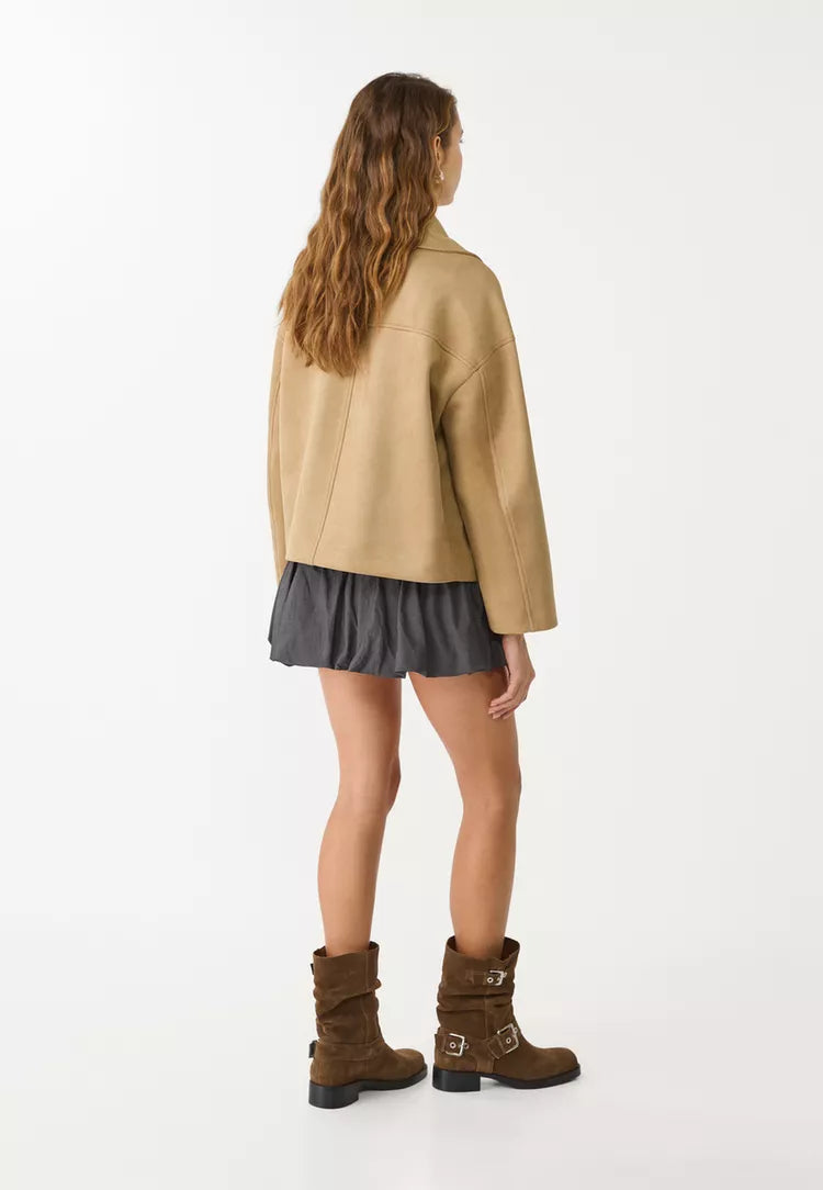 Cropped double-breasted suede jacket - Edel Essential
