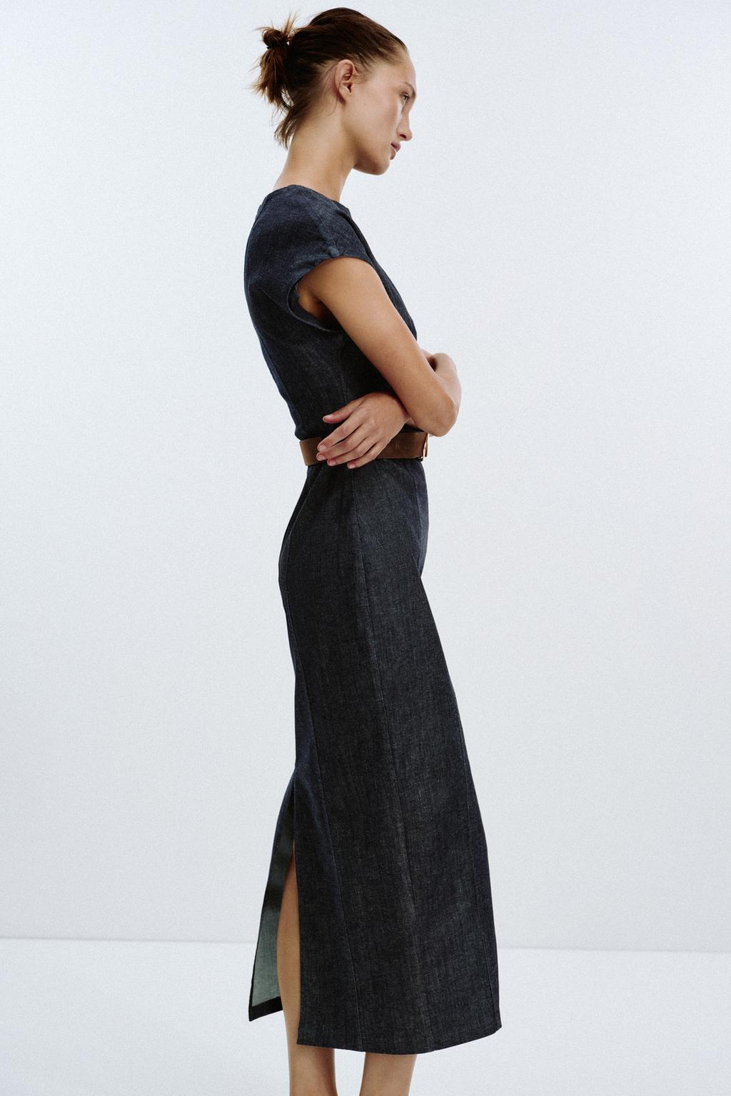 Belted Fitted Midi Dress - Edel Essential