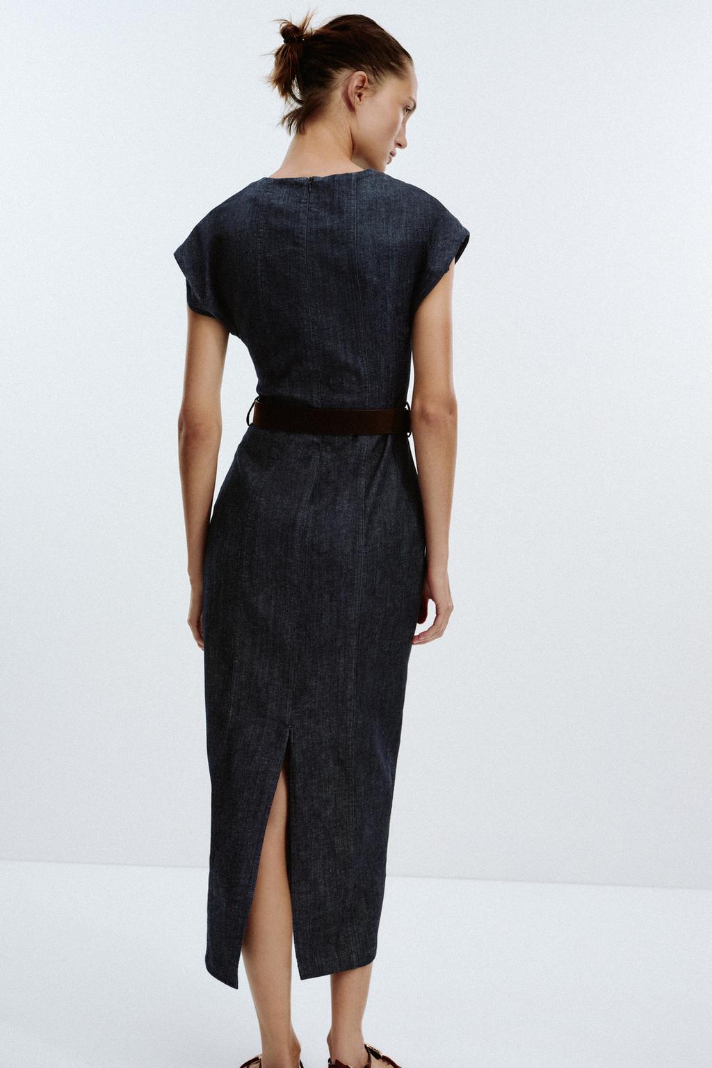 Belted Fitted Midi Dress - Edel Essential
