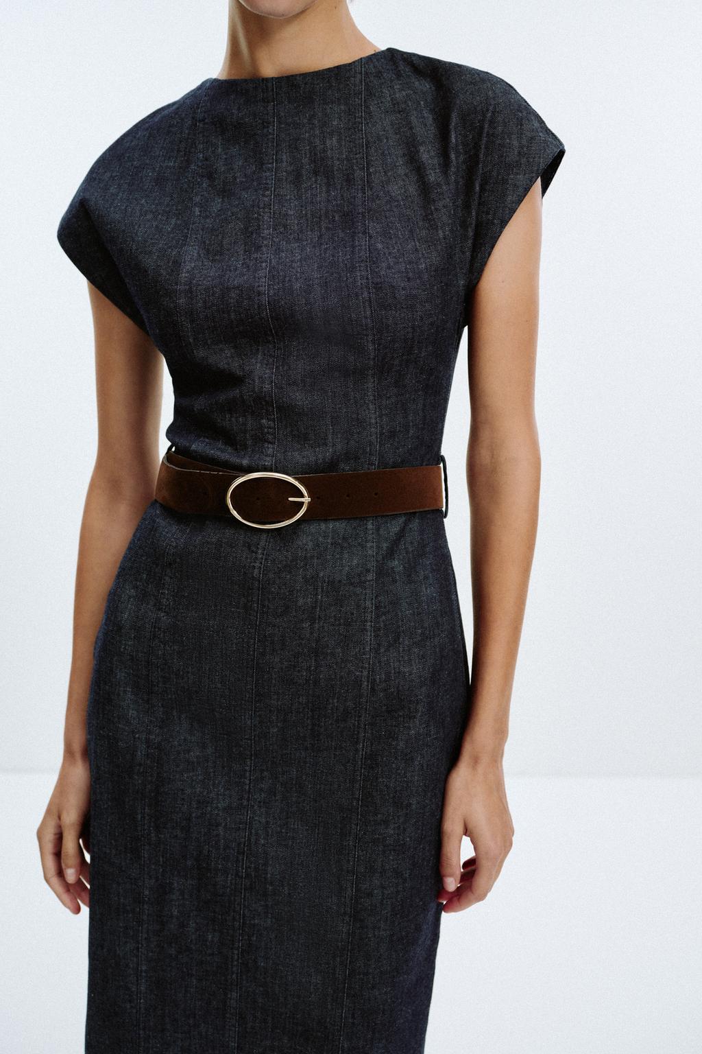 Belted Fitted Midi Dress - Edel Essential