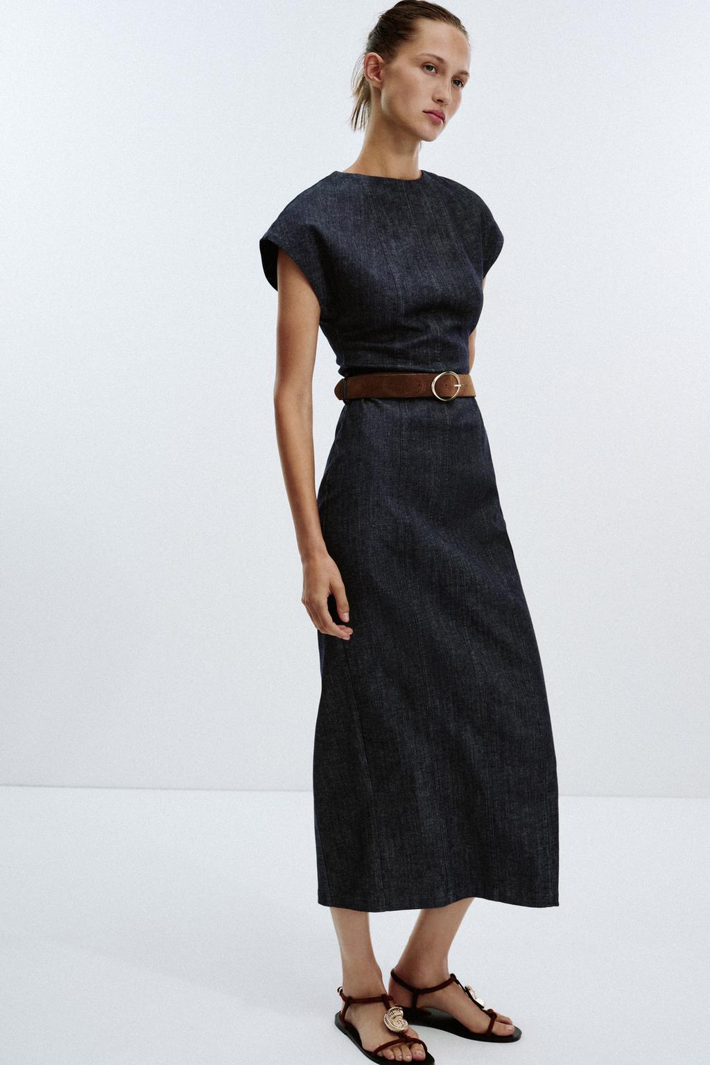 Belted Fitted Midi Dress - Edel Essential