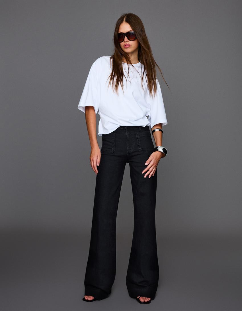 Seamless Wide Leg Jeans With Pockets - Edel Essential