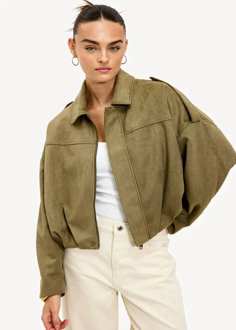 Elina Suede Bomber Jacket