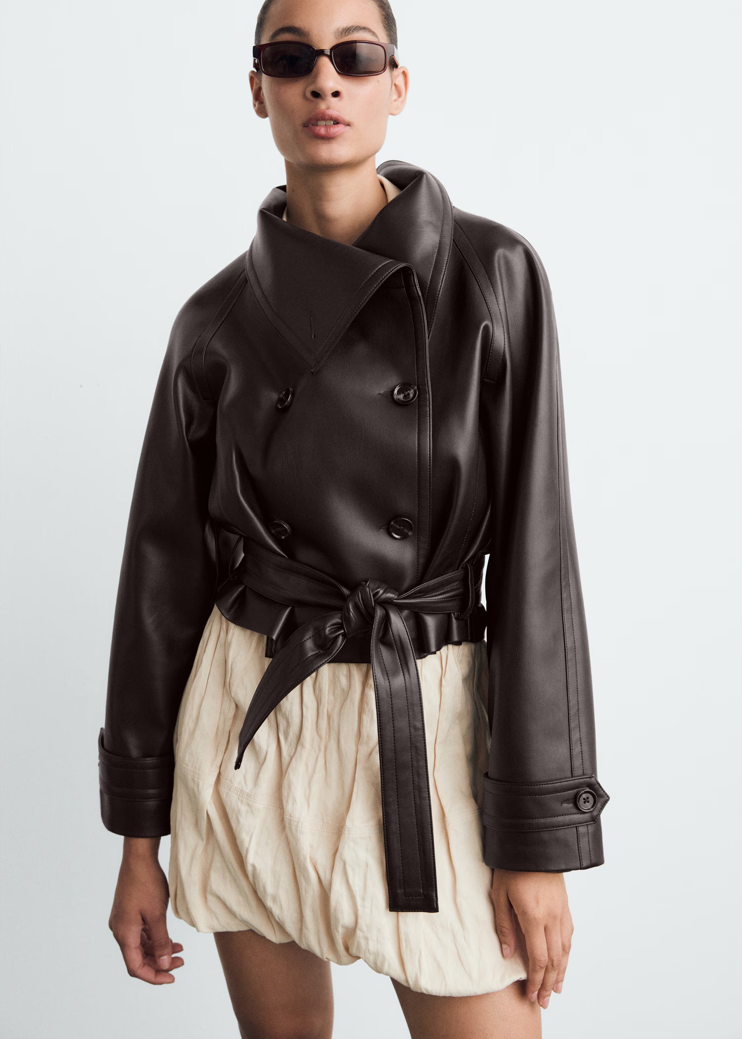 Cropped Leather Trenchcoat - Edel Essential