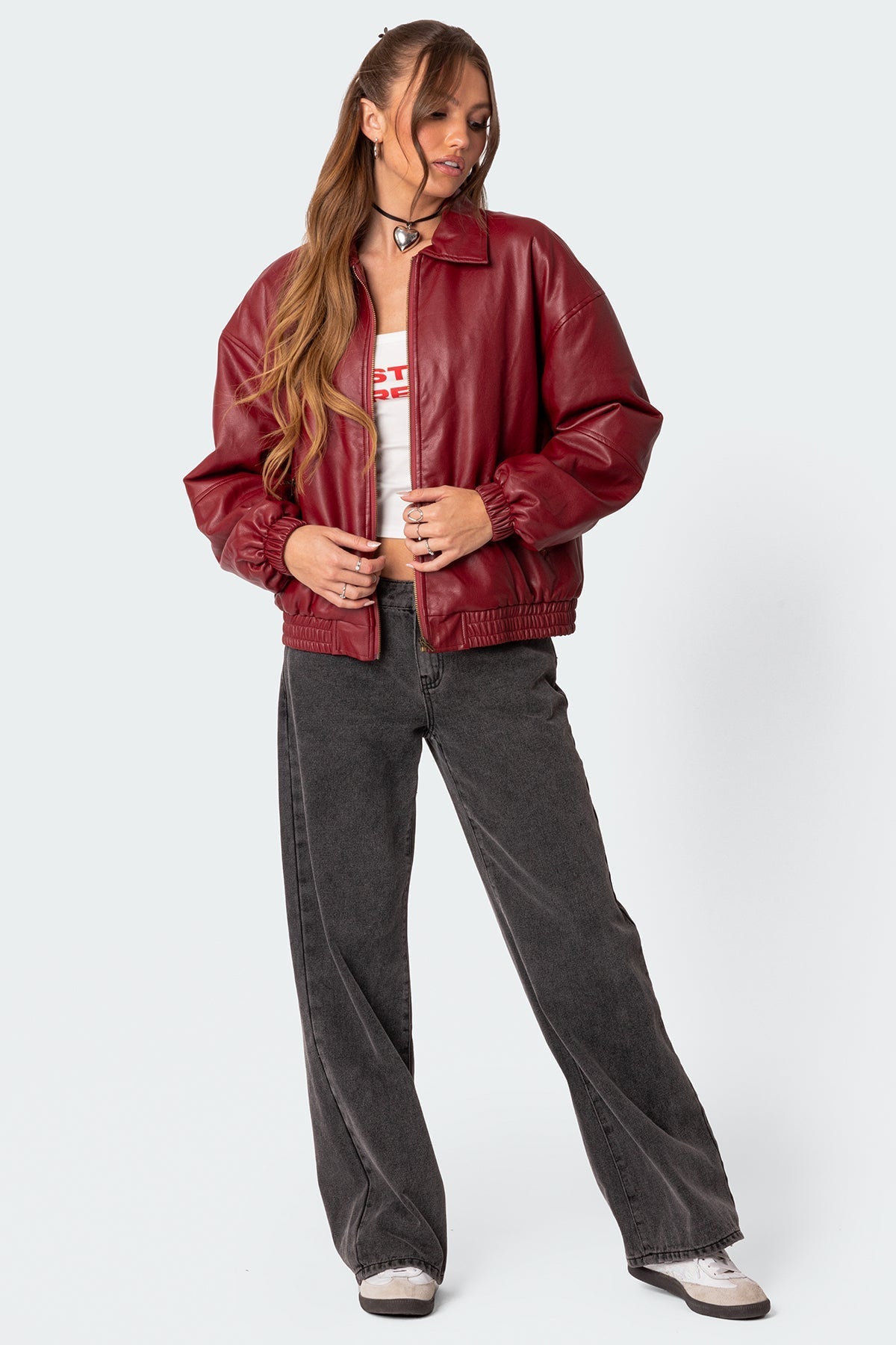 Faux Leather Bomber Jacket - Edel Essential