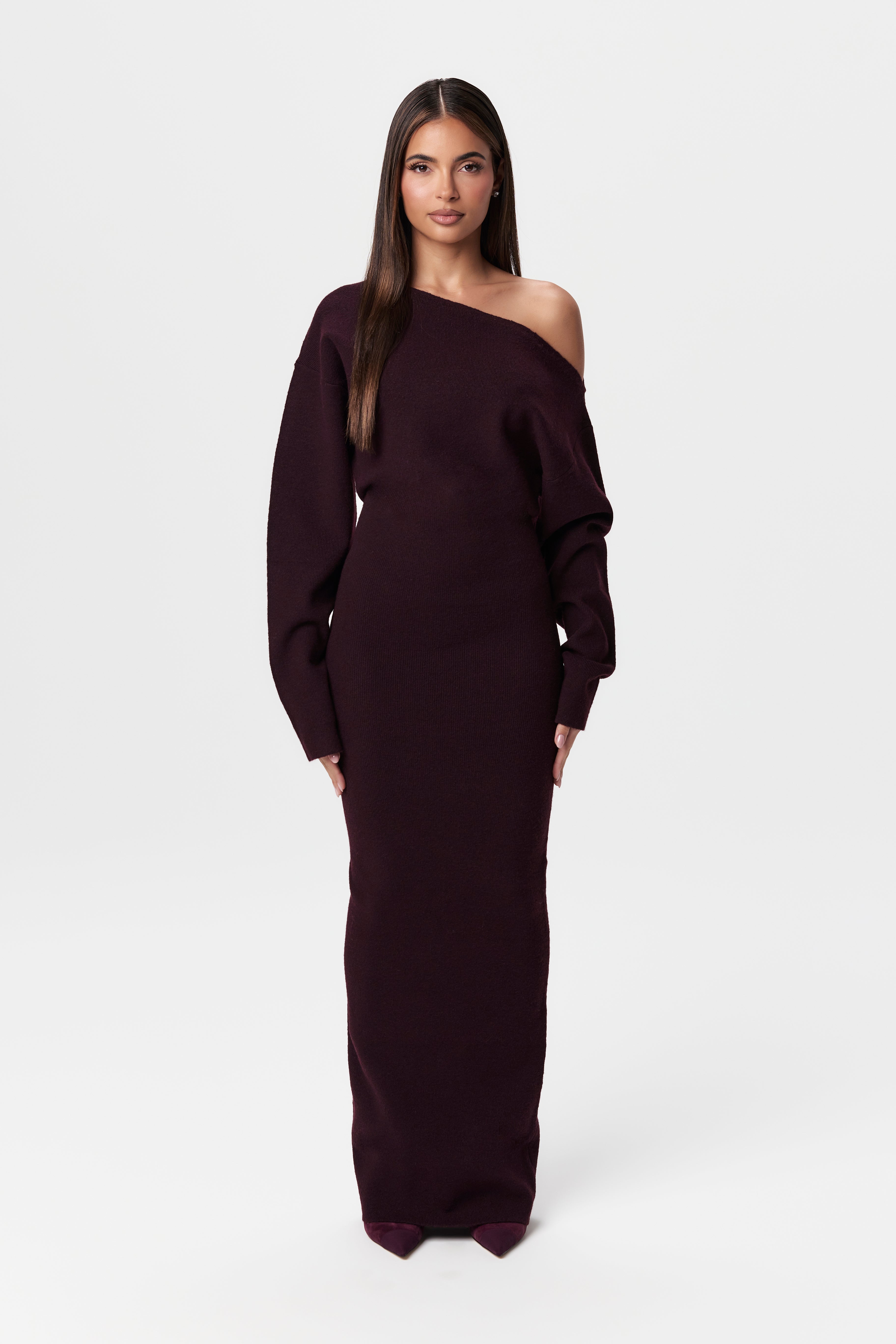 Knit Off-Shoulder Sweater Maxi Dress - Edel Essential