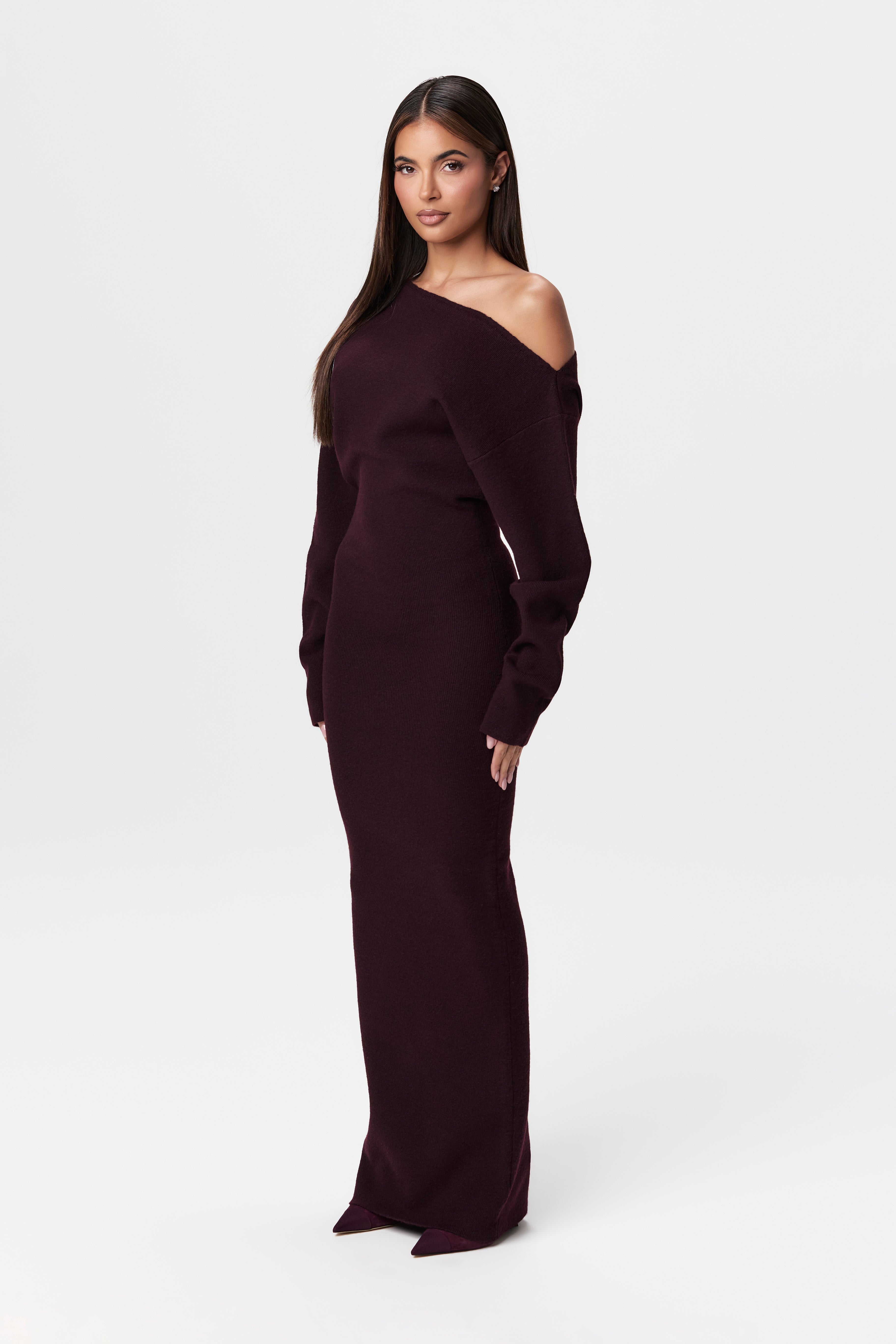 Knit Off-Shoulder Sweater Maxi Dress - Edel Essential