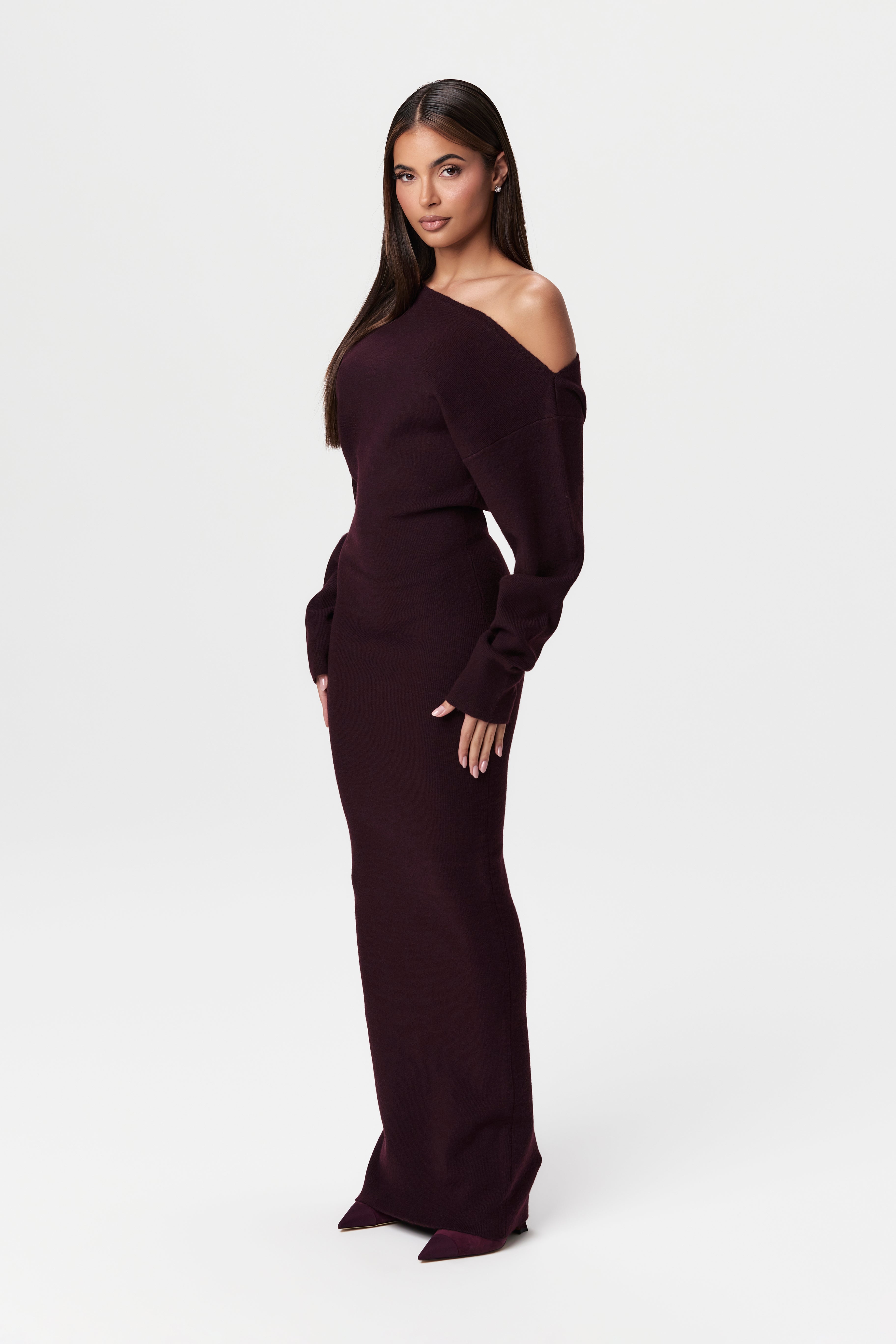 Knit Off-Shoulder Sweater Maxi Dress - Edel Essential
