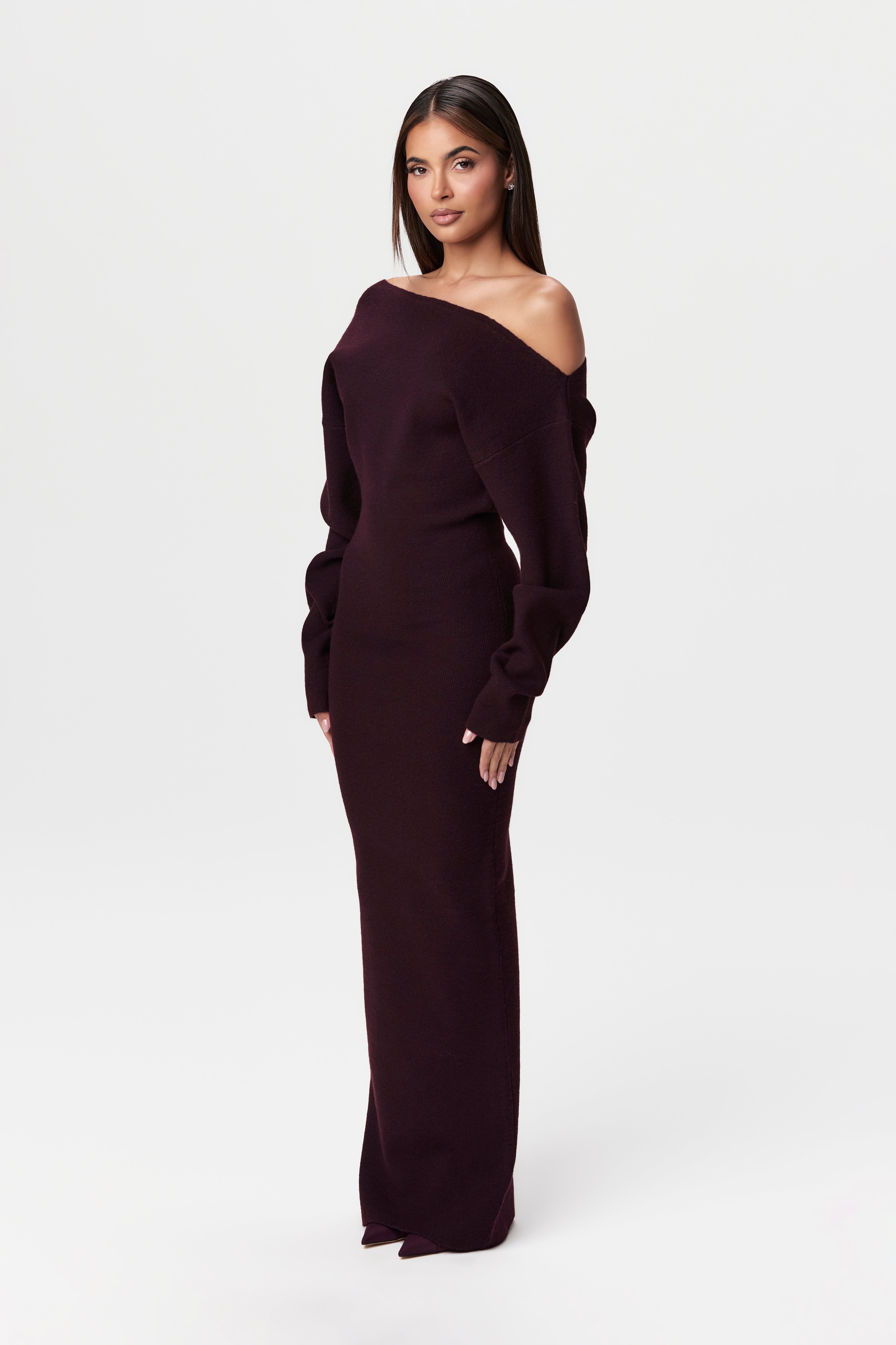 Knit Off-Shoulder Sweater Maxi Dress - Edel Essential