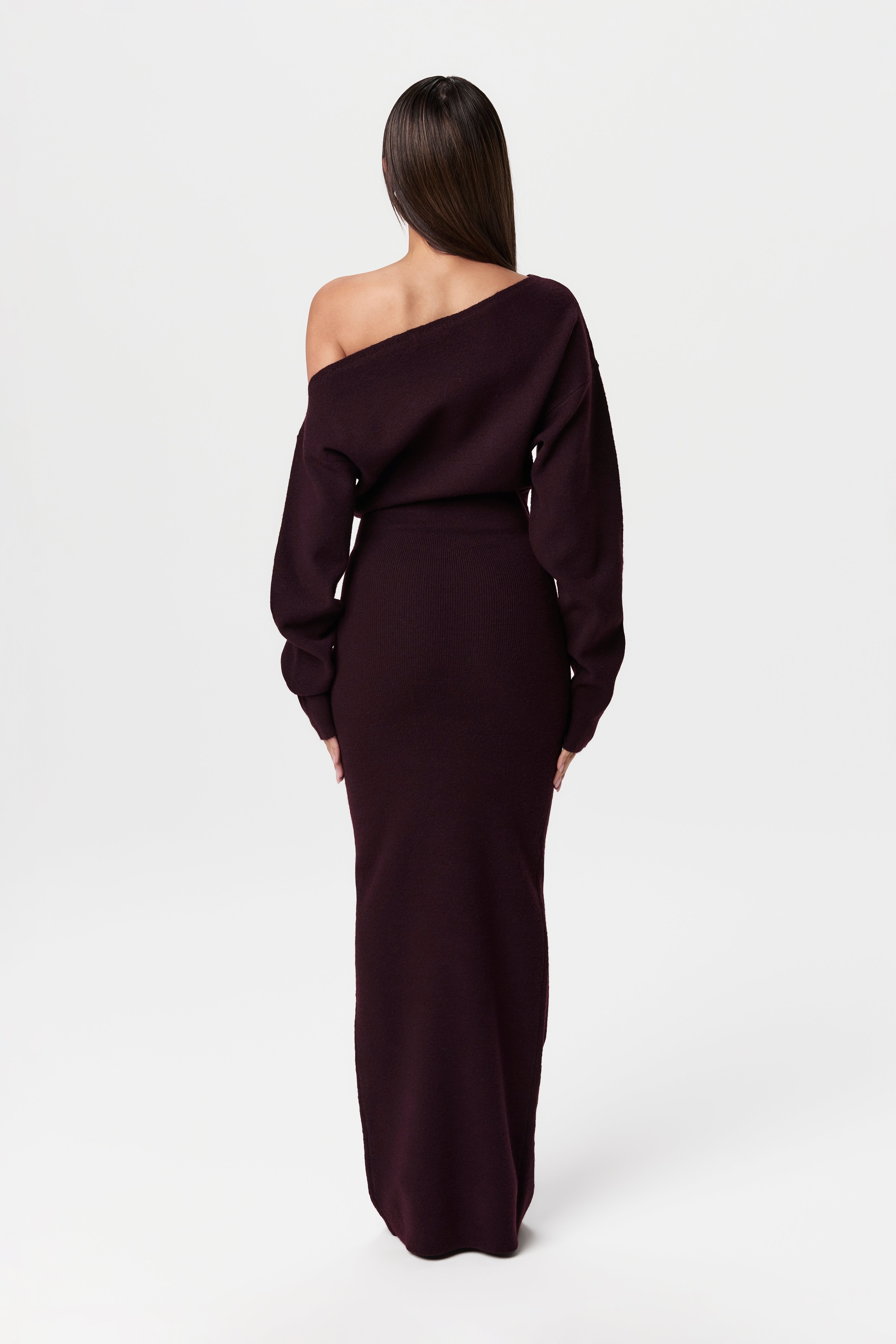 Knit Off-Shoulder Sweater Maxi Dress - Edel Essential