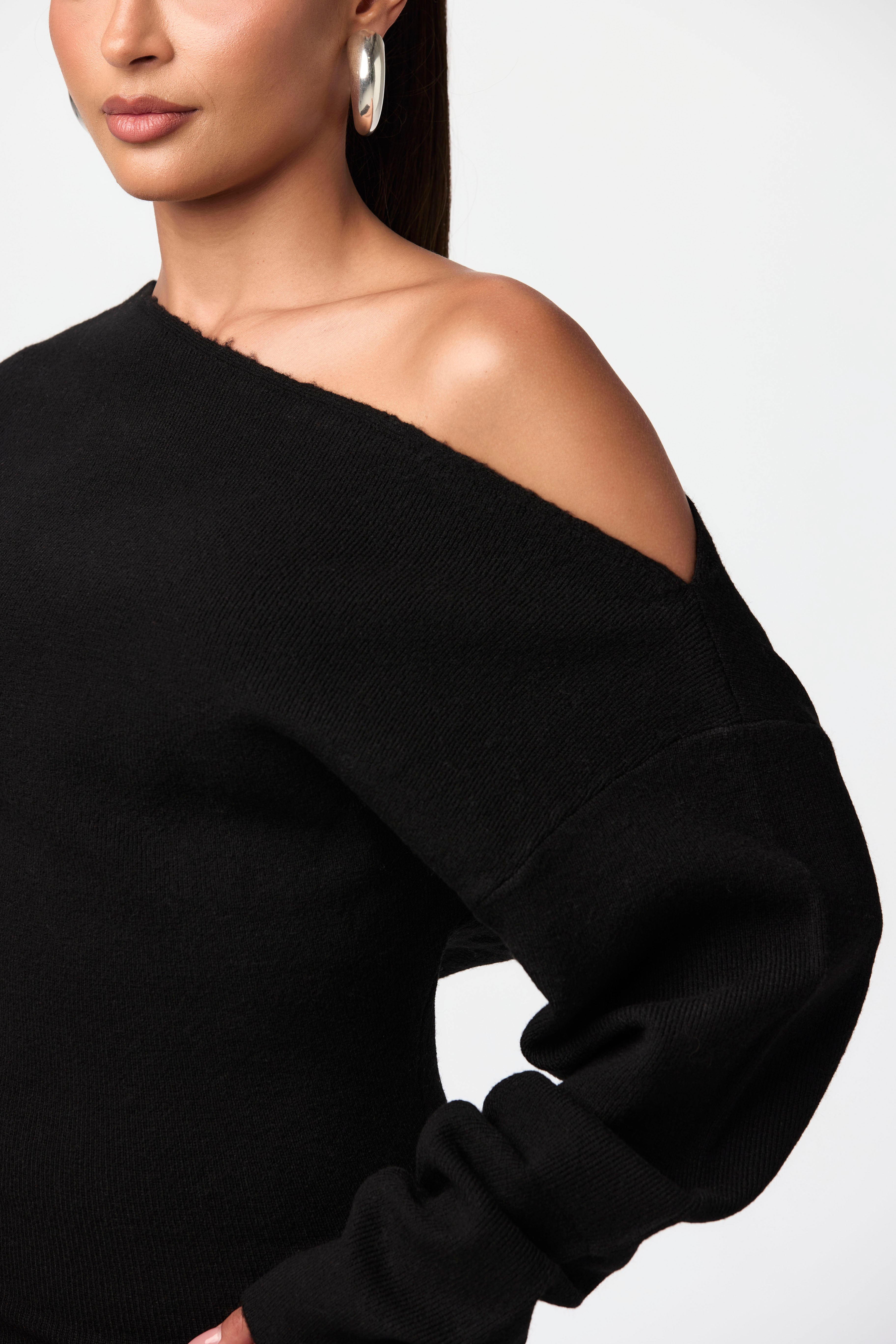 Knit Off-Shoulder Sweater Maxi Dress - Edel Essential