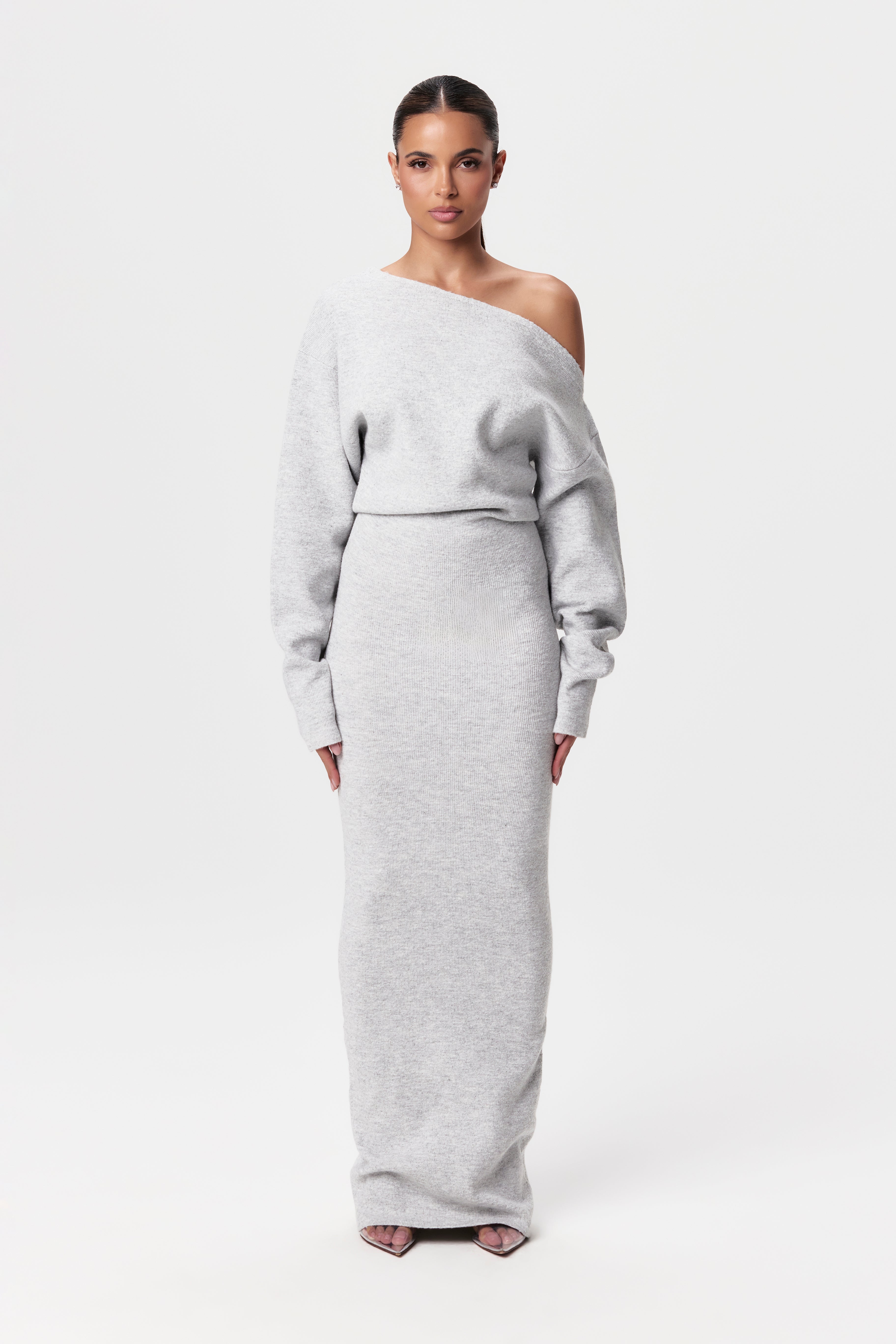 Knit Off-Shoulder Sweater Maxi Dress - Edel Essential