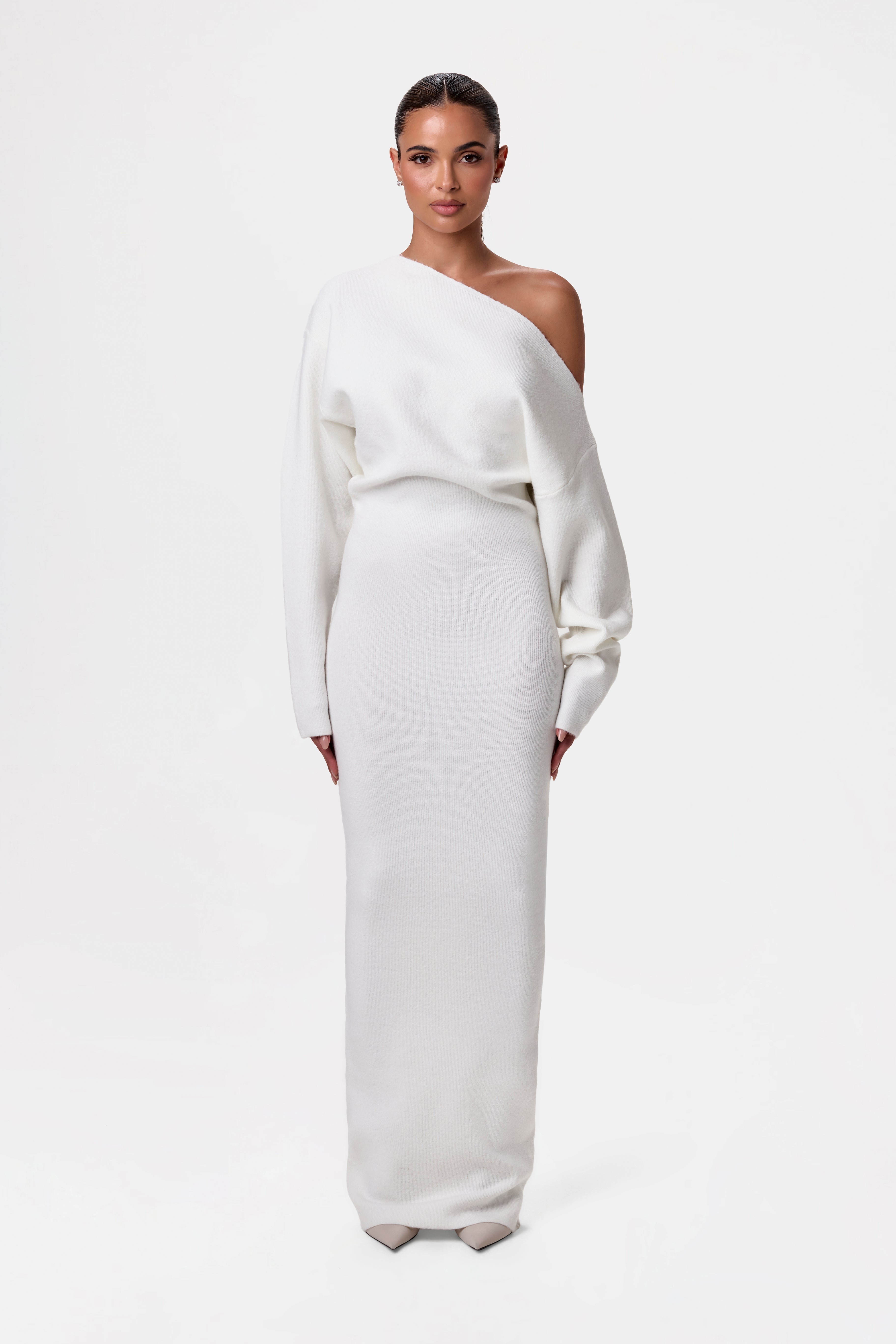 Knit Off-Shoulder Sweater Maxi Dress - Edel Essential