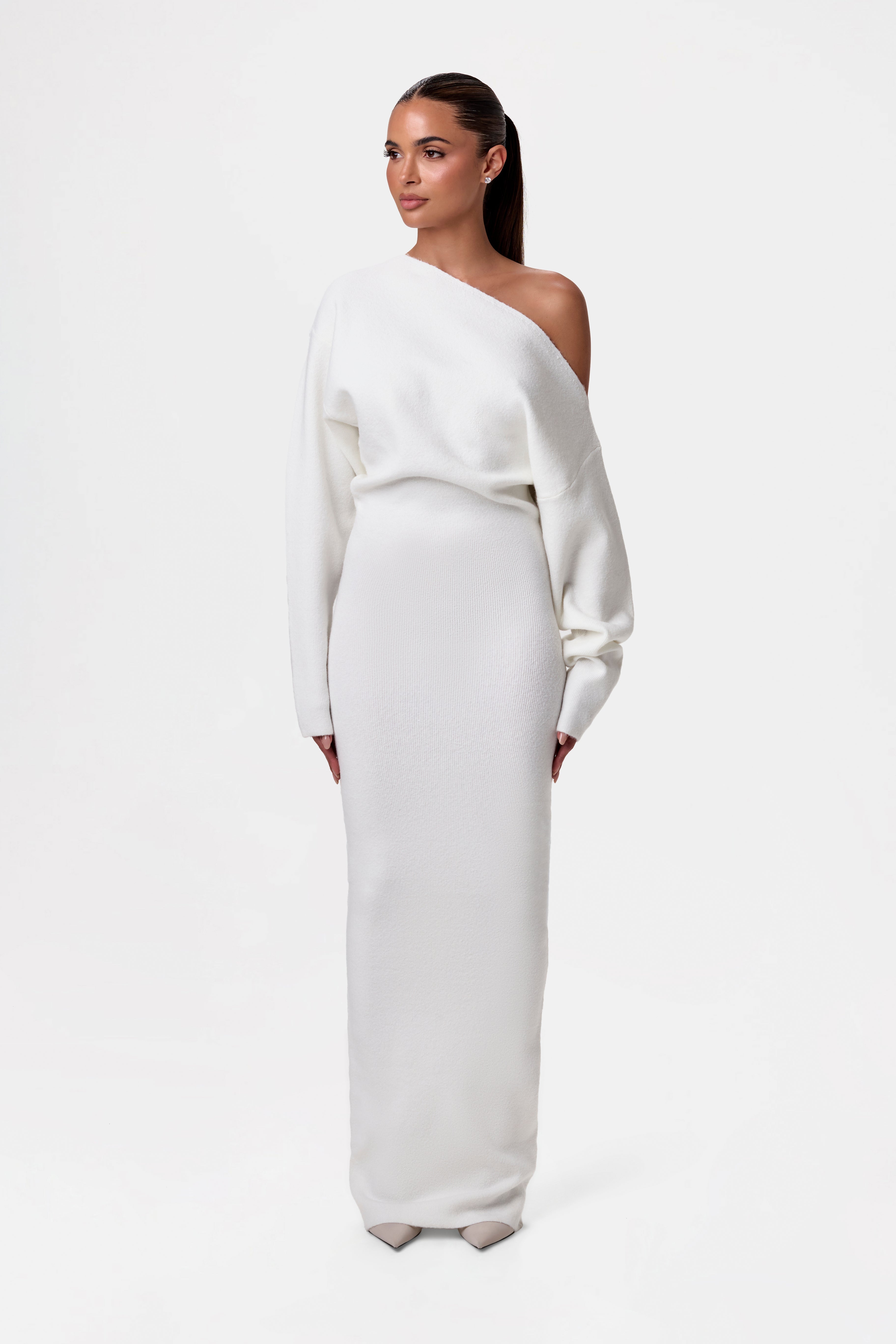 Knit Off-Shoulder Sweater Maxi Dress - Edel Essential