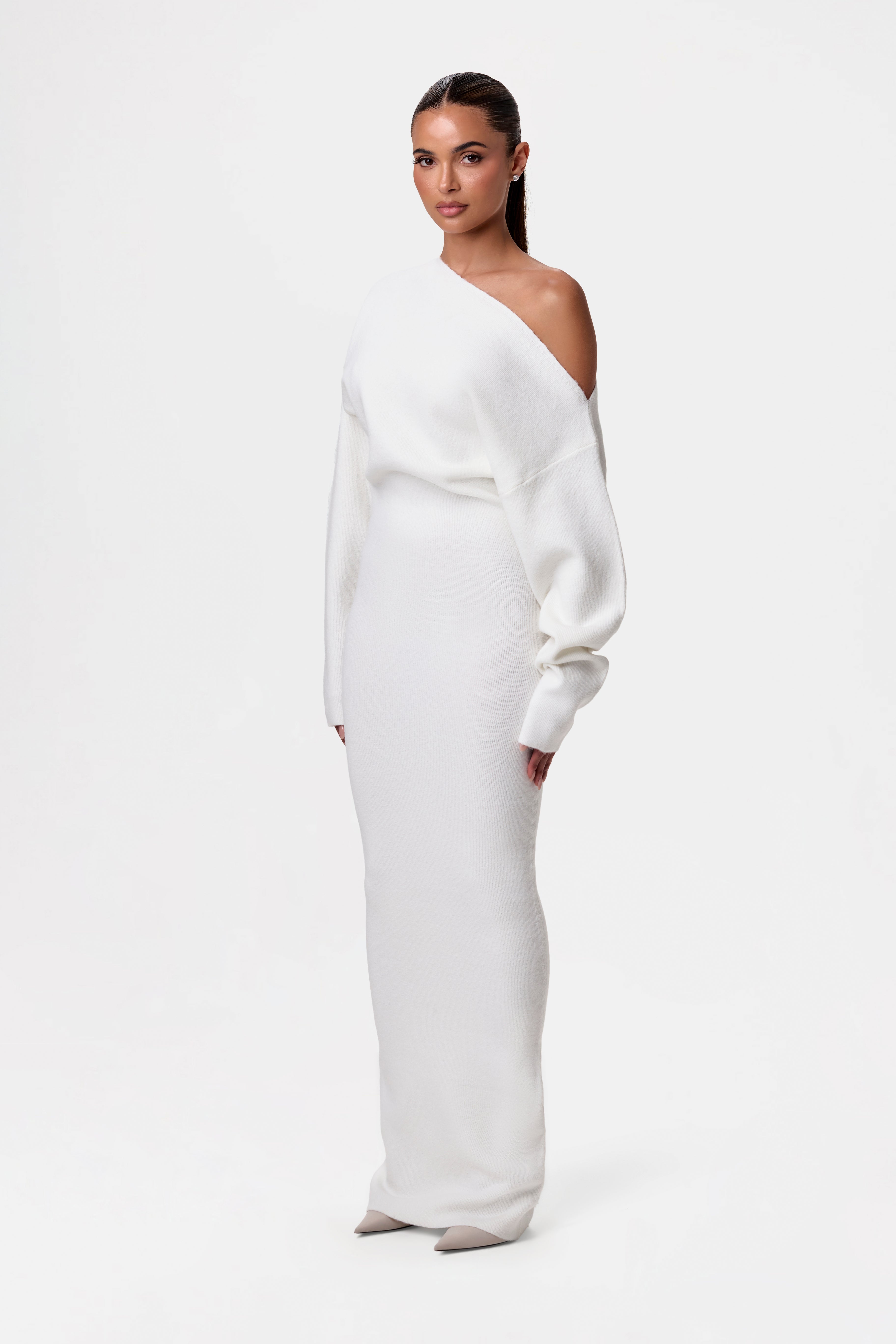 Knit Off-Shoulder Sweater Maxi Dress - Edel Essential