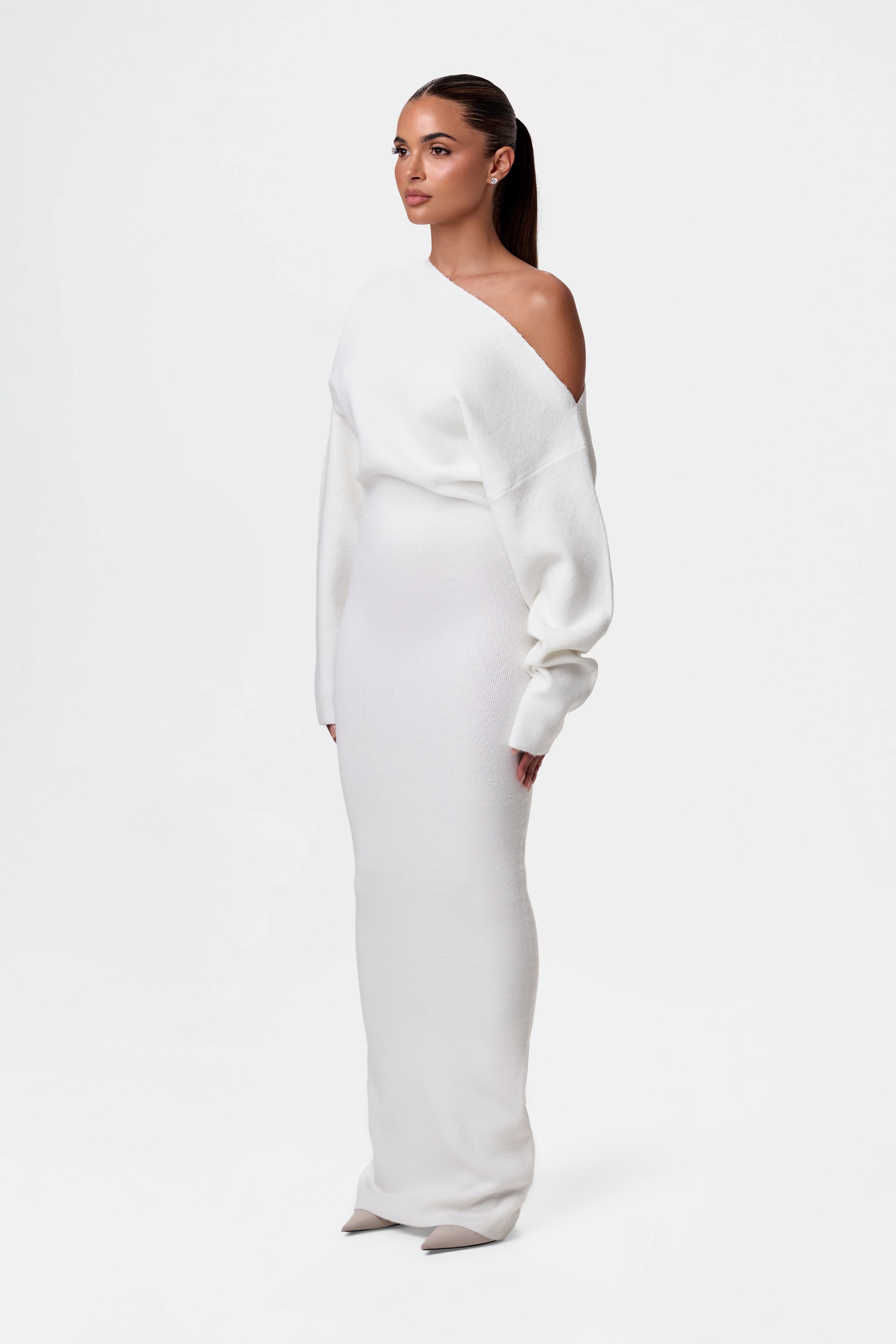 Knit Off-Shoulder Sweater Maxi Dress - Edel Essential