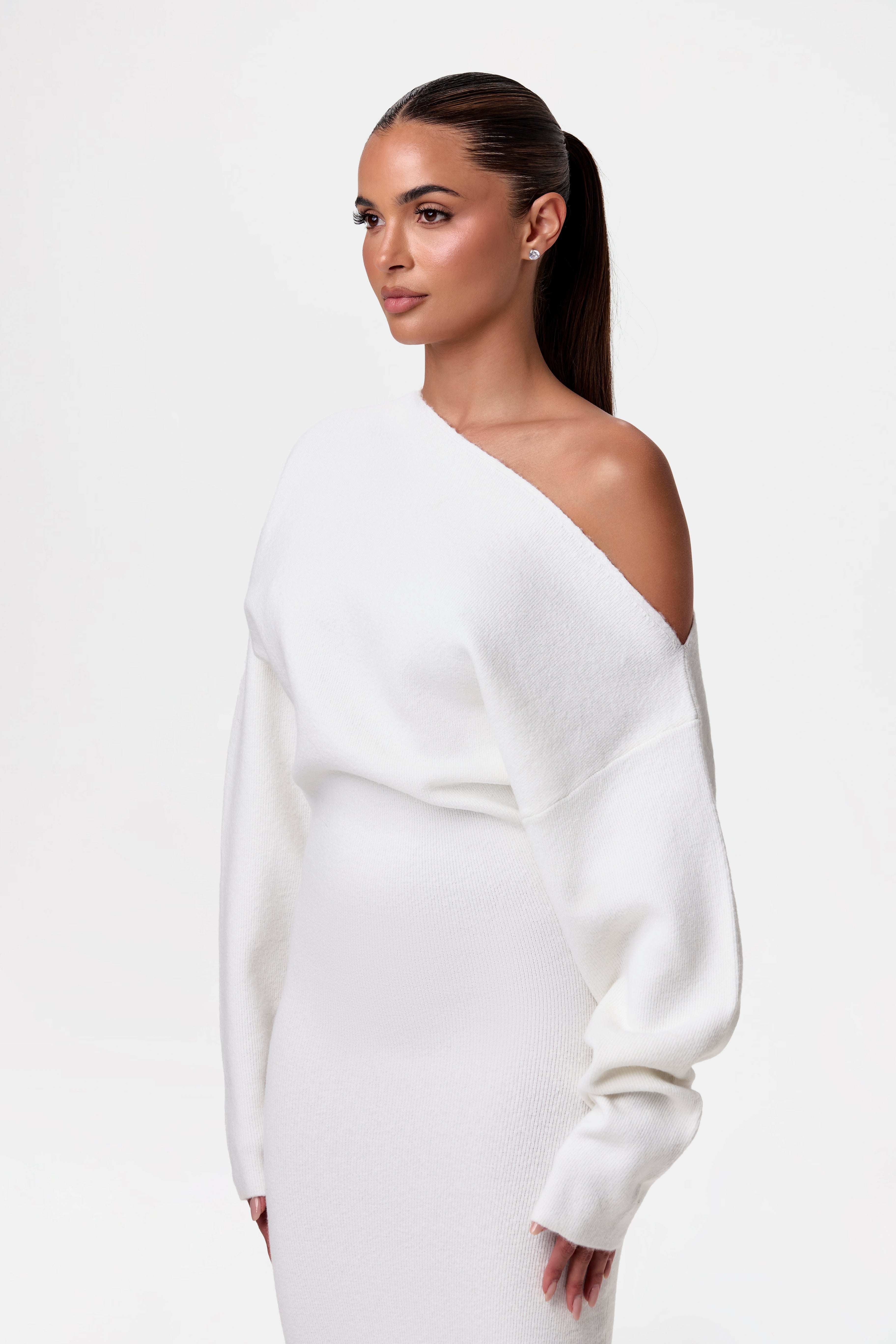 Knit Off-Shoulder Sweater Maxi Dress - Edel Essential