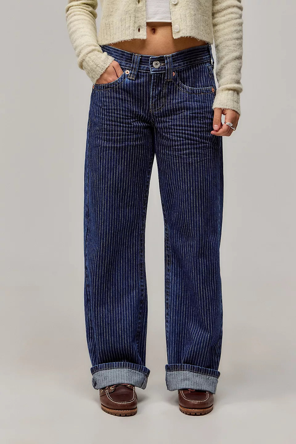 Pinstripe wide-leg jeans - Edel Essential