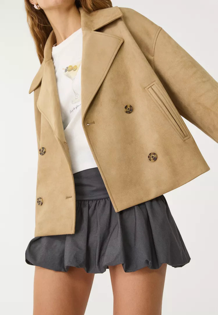 Cropped double-breasted suede jacket - Edel Essential