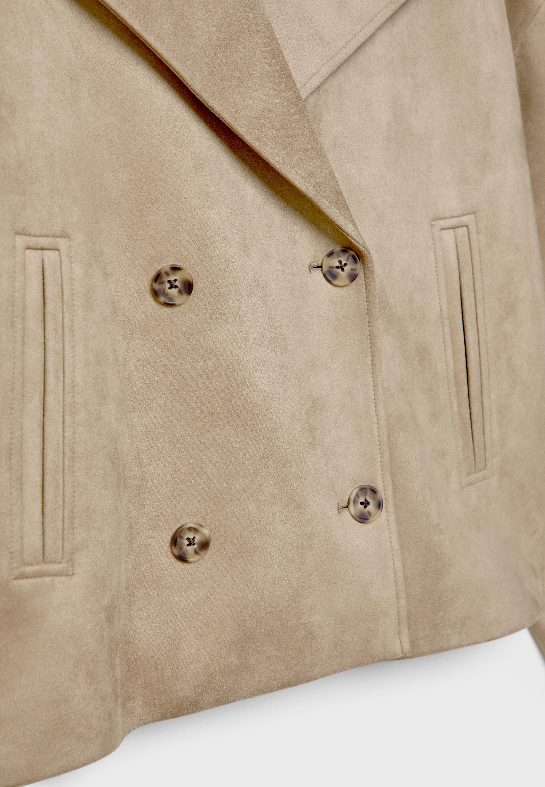 Cropped double-breasted suede jacket - Edel Essential