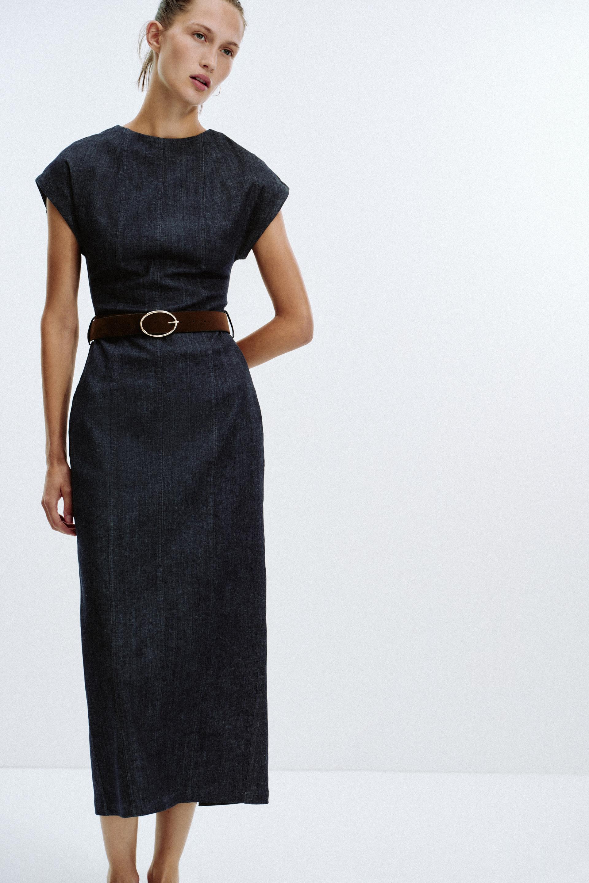 Belted Fitted Midi Dress - Edel Essential