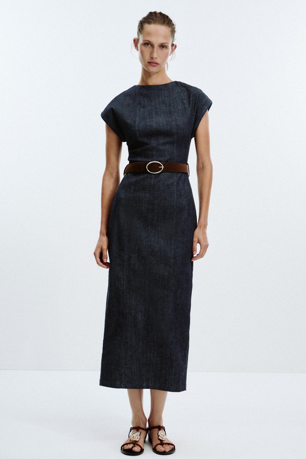 Belted Fitted Midi Dress - Edel Essential