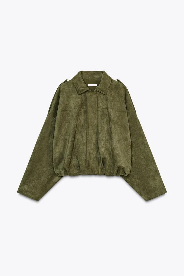 Elina Suede Bomber Jacket