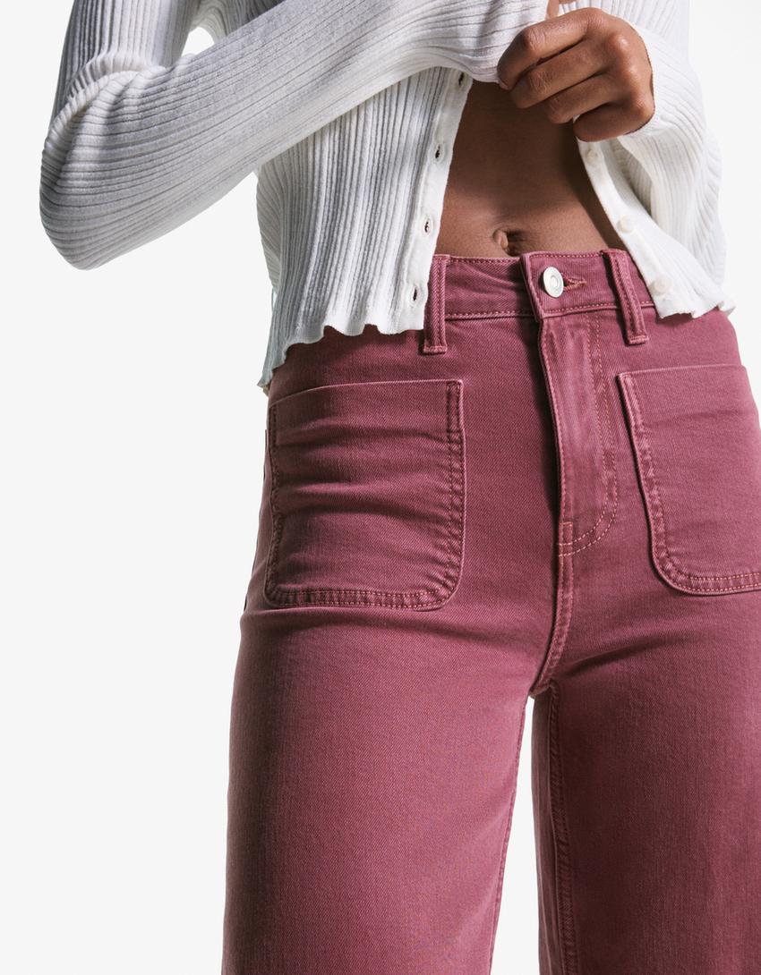 Seamless Wide Leg Jeans With Pockets - Edel Essential
