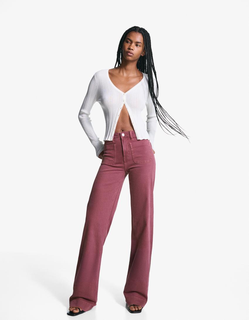 Seamless Wide Leg Jeans With Pockets - Edel Essential