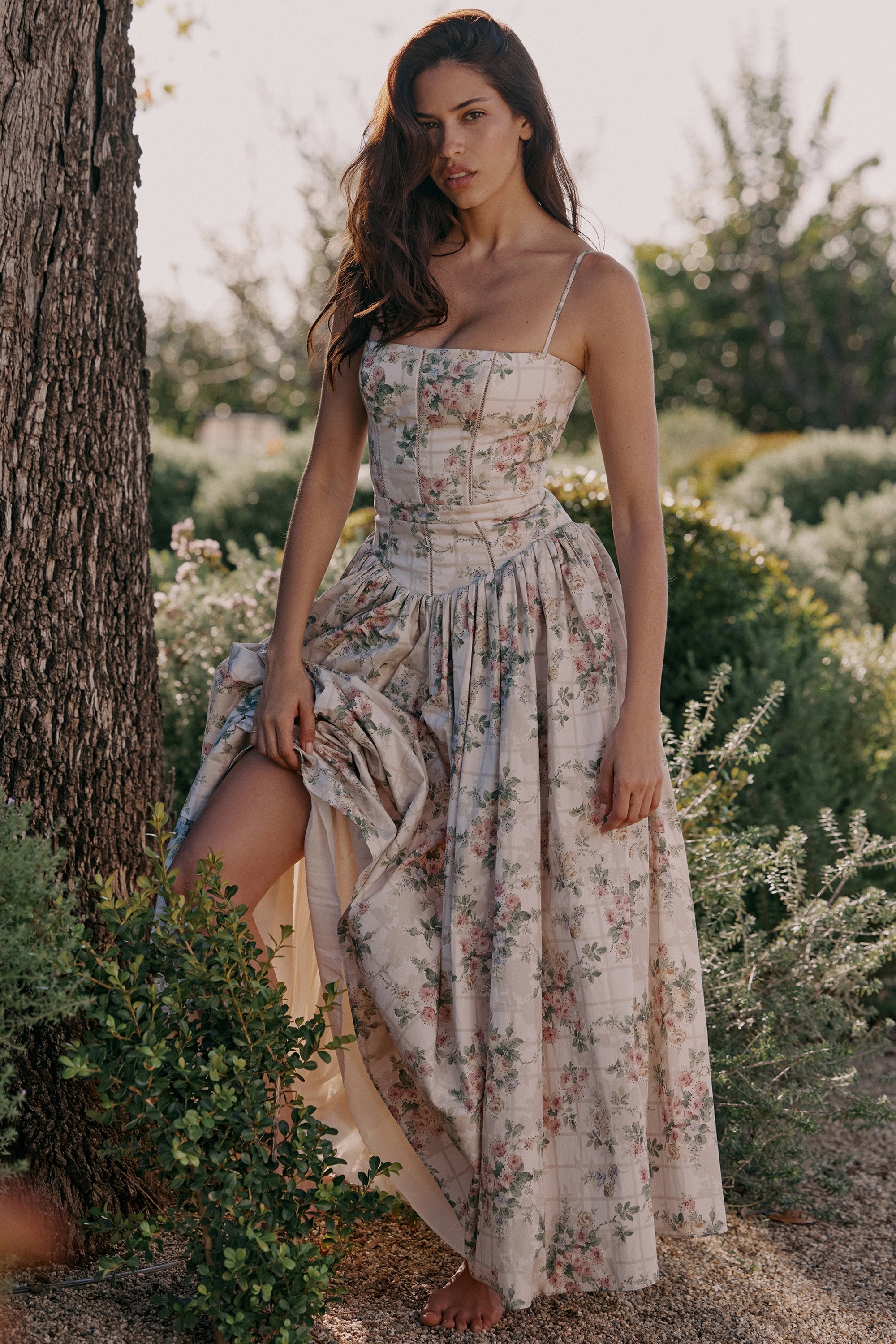 Cream Floral Maxi Sundress - Edel Essential