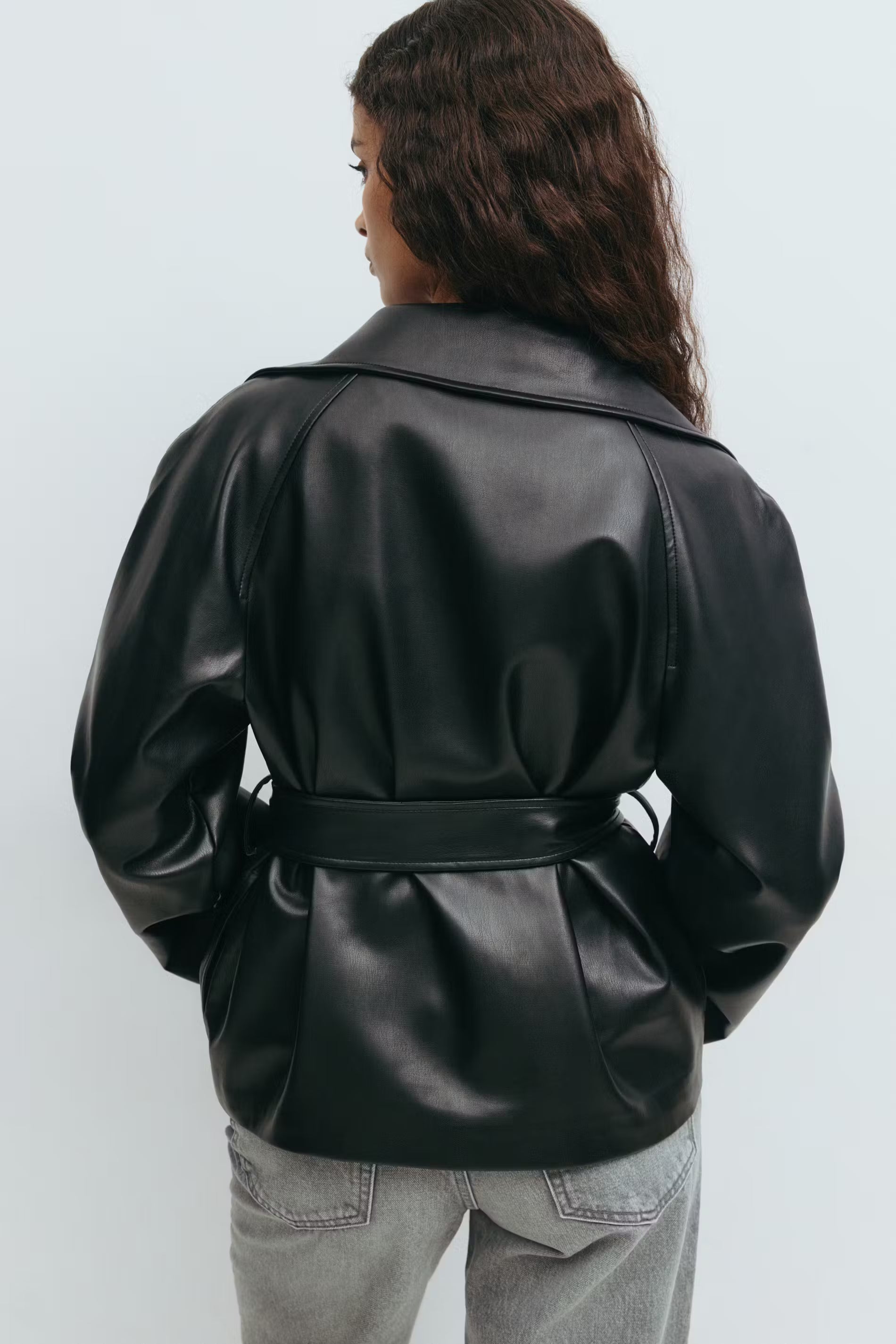 Black faux leather wrap jacket - Edel Essential