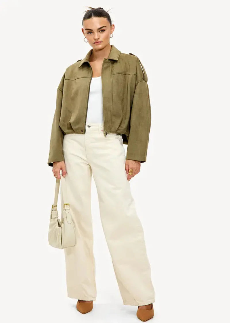 Elina Suede Bomber Jacket