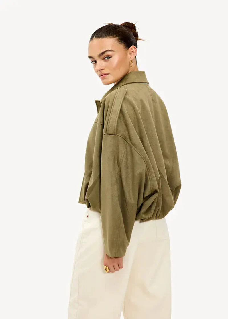 Elina Suede Bomber Jacket