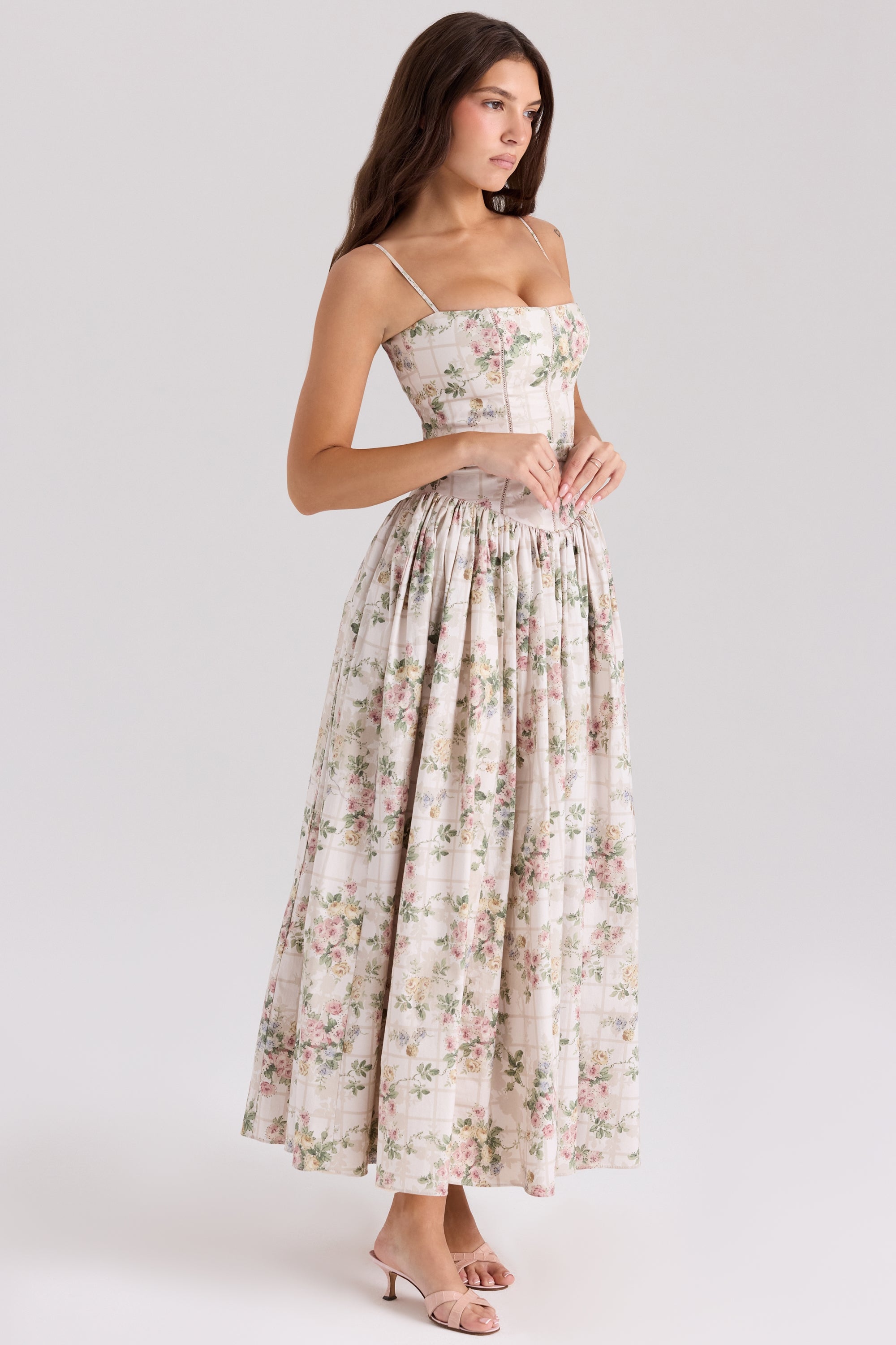 Cream Floral Maxi Sundress - Edel Essential