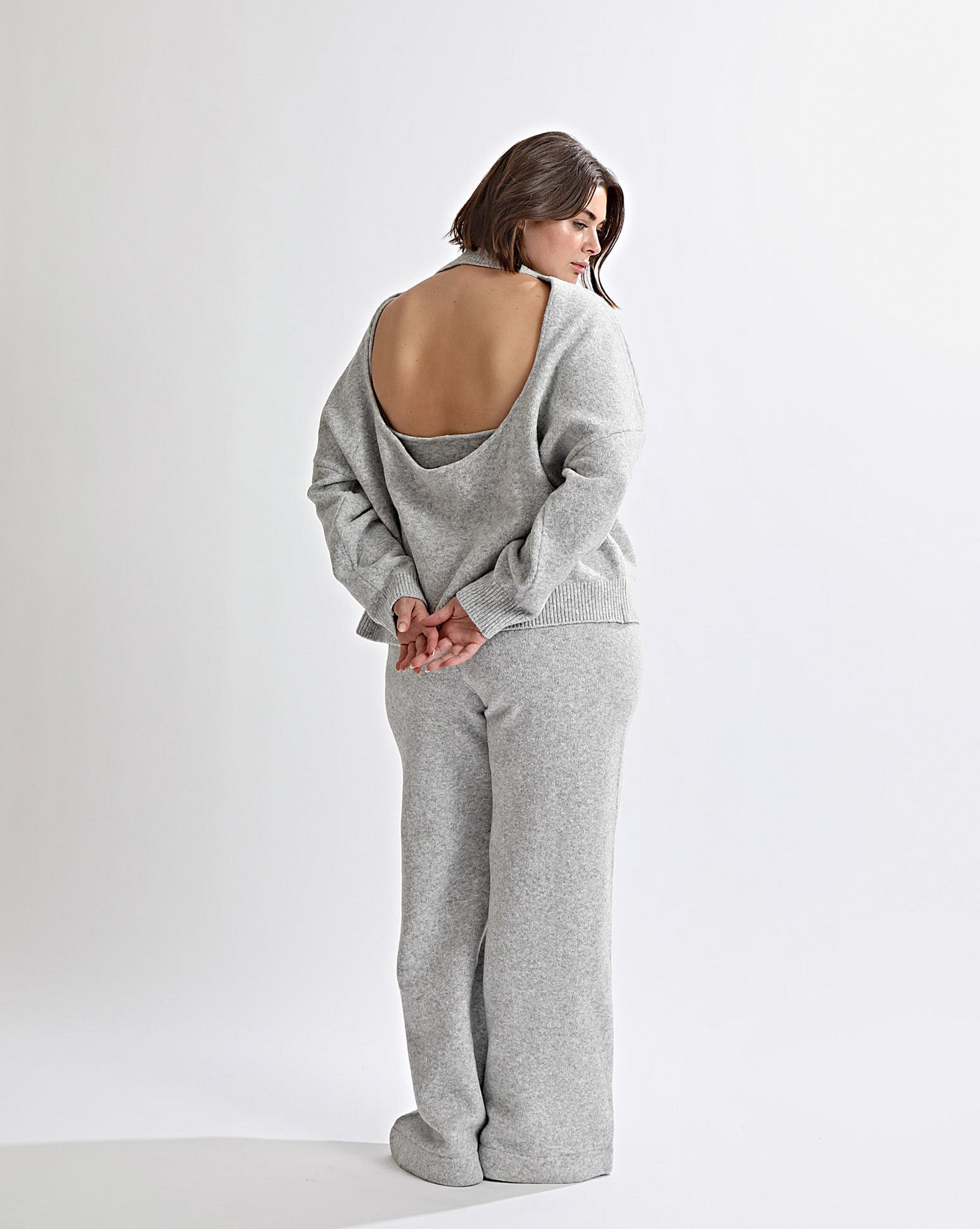 Knit Backless Jumper Set Grey - Edel Essential