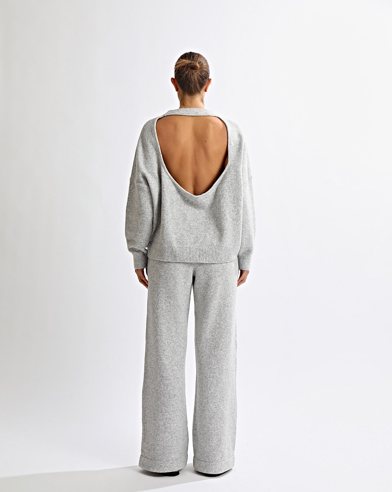 Knit Backless Jumper Set Grey - Edel Essential