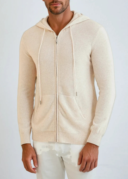 Cashmere Knit Zip Vest - Crème Beige - Edel Essential