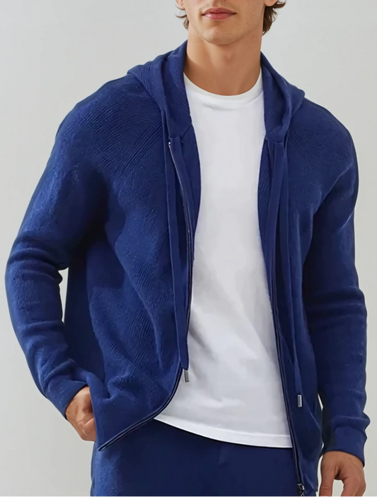 Cashmere Knit Zip Vest - Intense Blue - Edel Essential