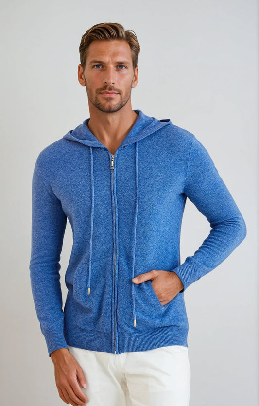 Cashmere Knit Zip Vest - Azure Blue - Edel Essential