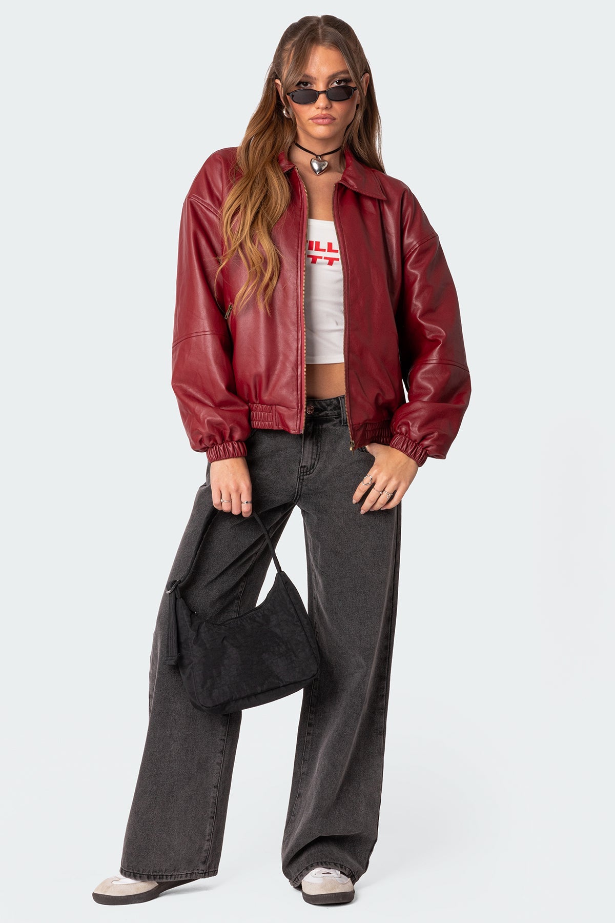 Faux Leather Bomber Jacket - Edel Essential