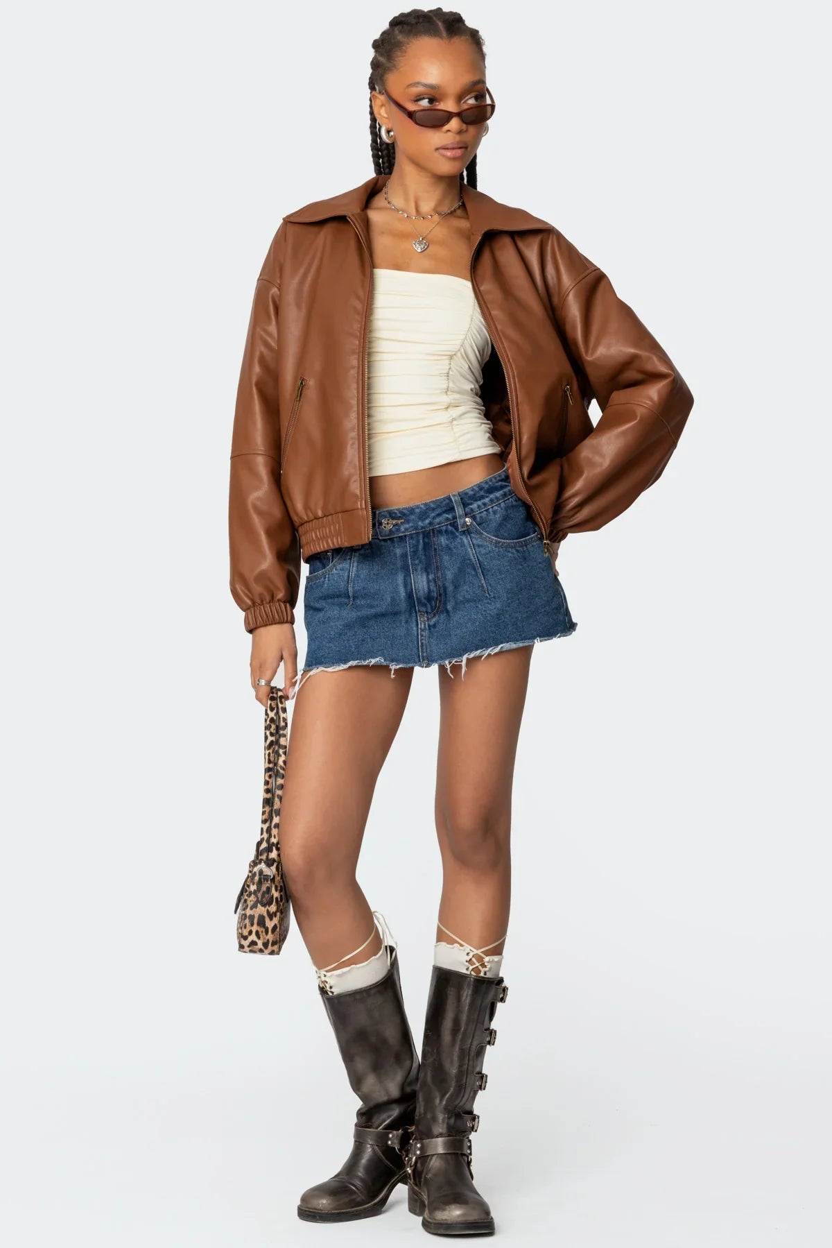Faux Leather Bomber Jacket - Edel Essential
