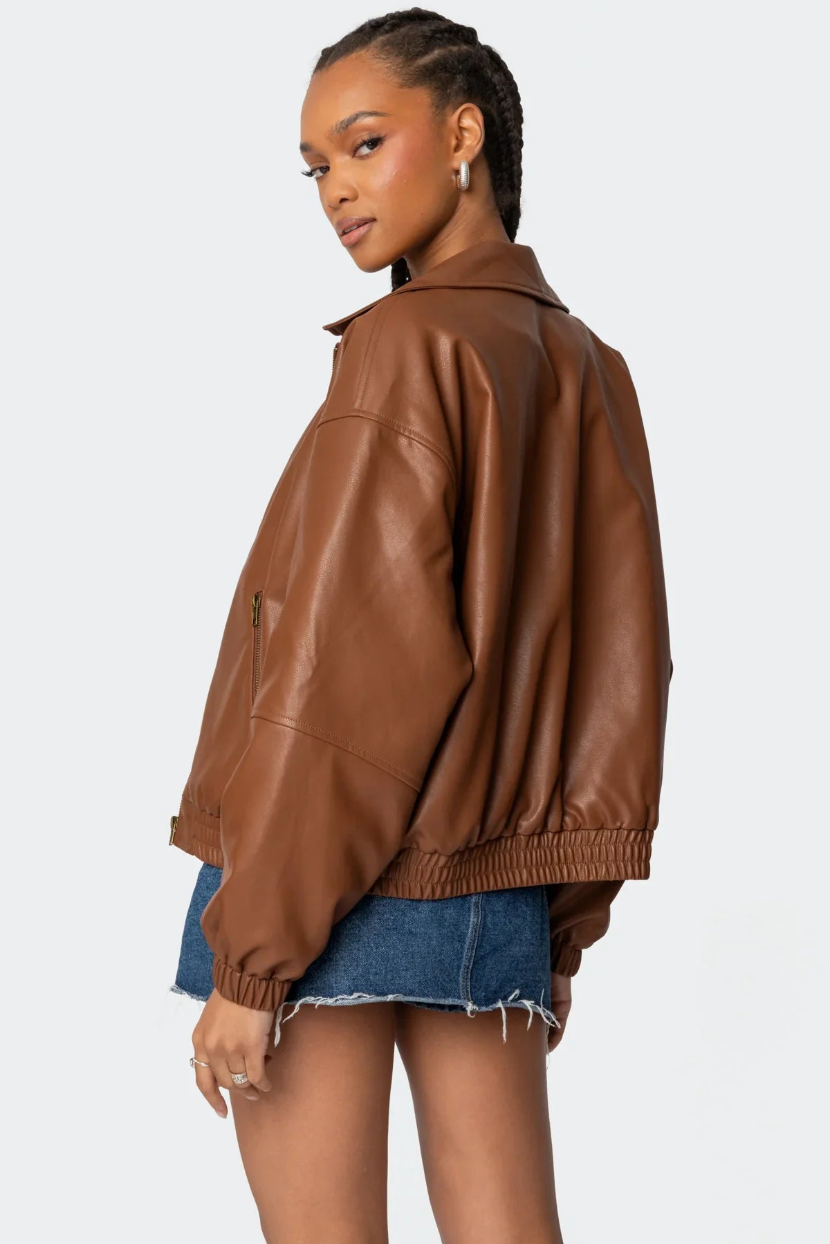 Faux Leather Bomber Jacket - Edel Essential