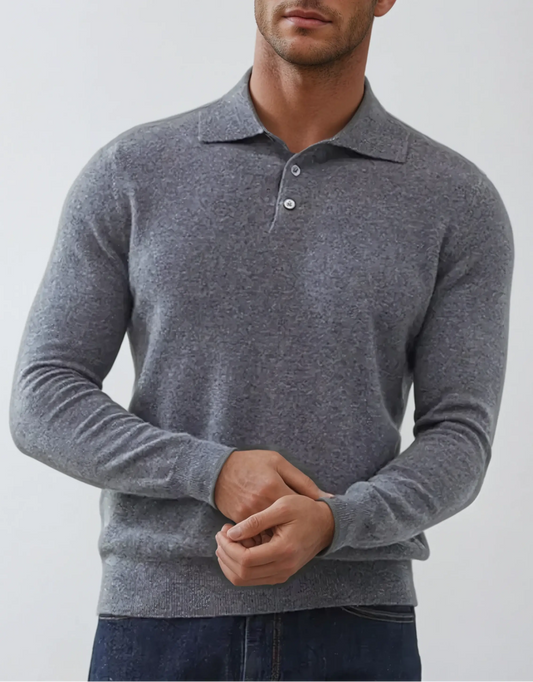 Classic Cashmere Polo - Grey - Edel Essential
