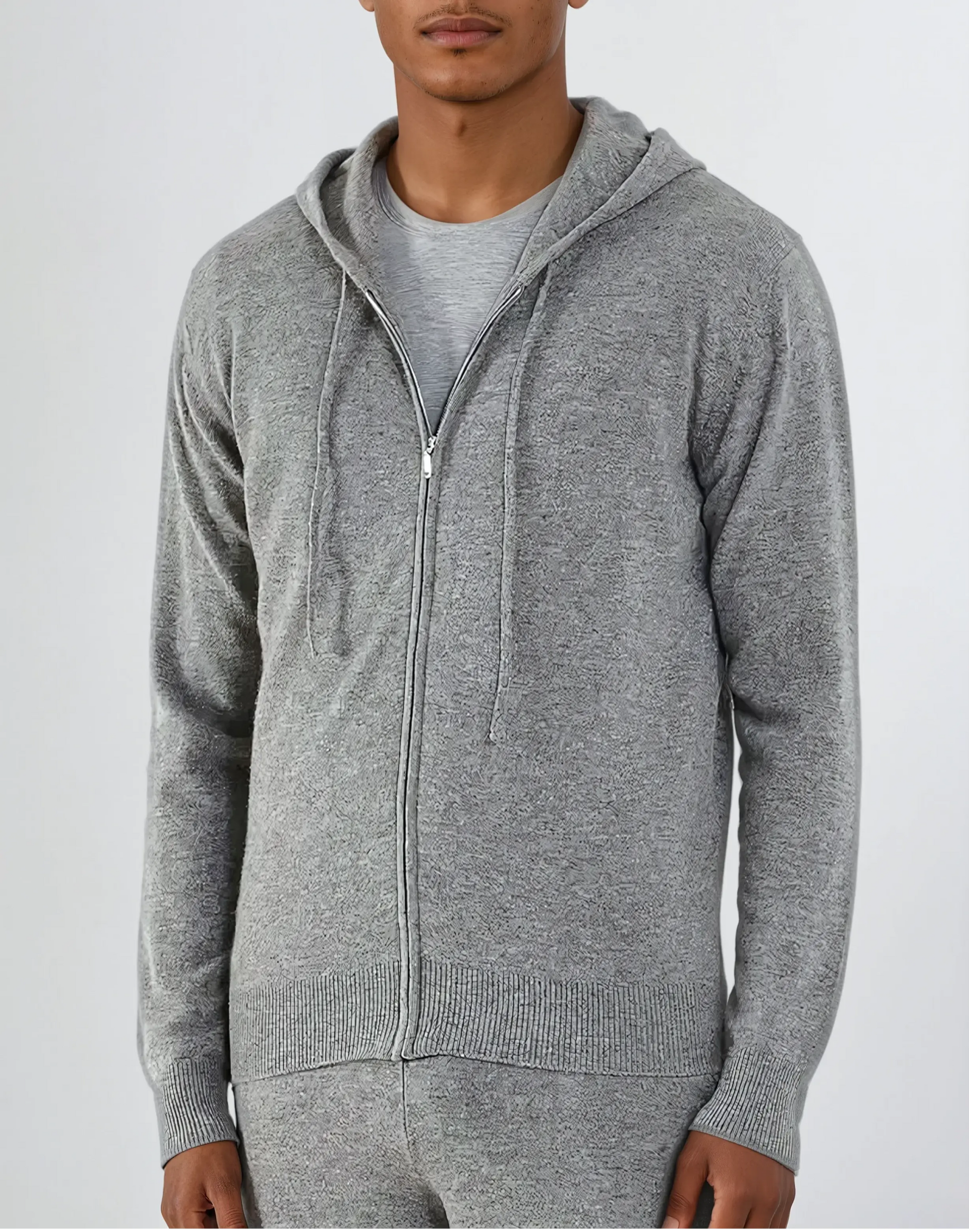 Cashmere Knit Zip Vest - Light Grey - Edel Essential