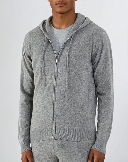 Cashmere Knit Zip Vest - Light Grey - Edel Essential