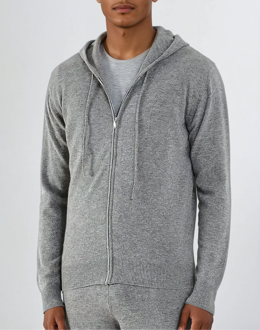 Cashmere Knit Zip Vest - Light Grey - Edel Essential