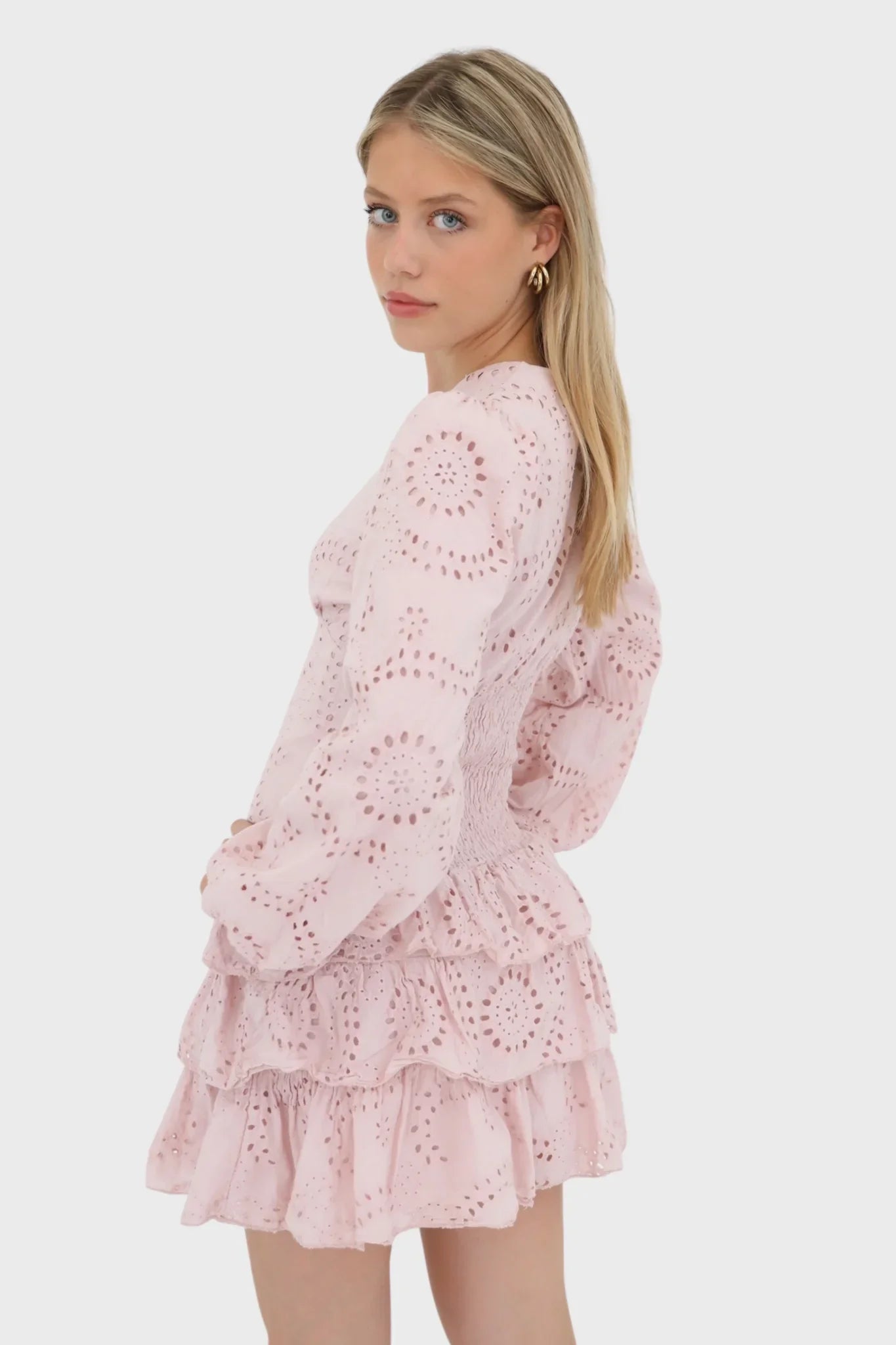 Broderie mini dress with long sleeves - Edel Essential