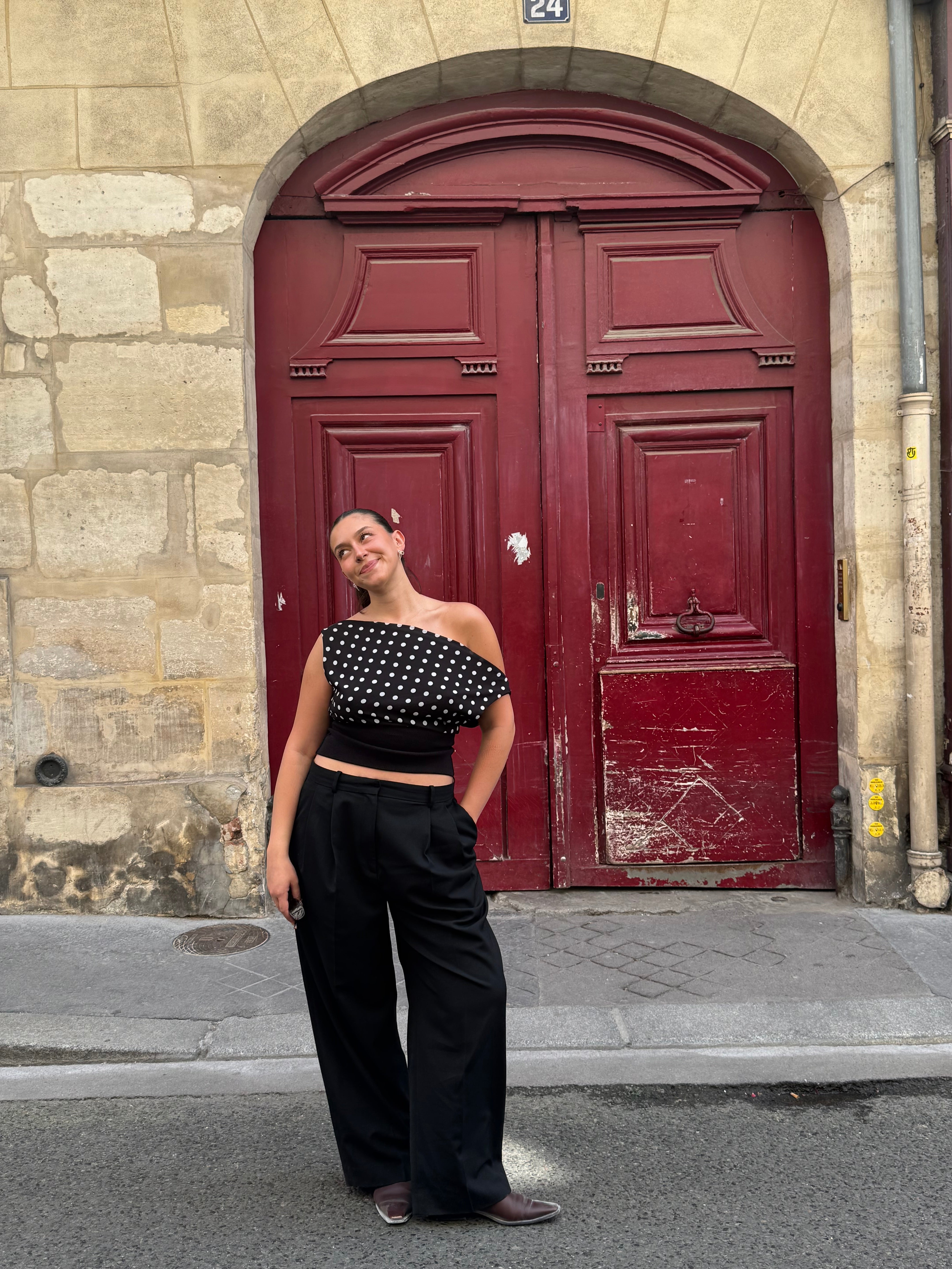 Polka Dotted Top - Black/white - Edel Essential
