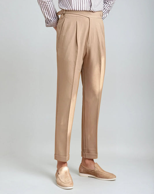 Oxford Pleated Trousers - Khaki - Edel Essential