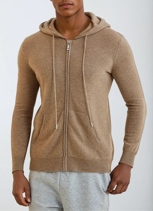 Cashmere Knit Zip Vest - Khaki Artisan - Edel Essential